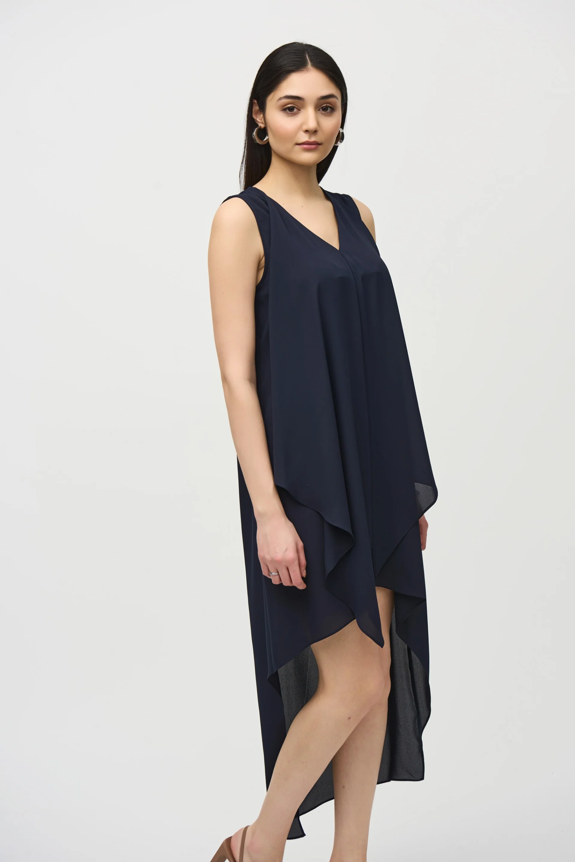 Joseph Ribkoff Midnight Blue High-Low Sleeveless Dress Style 241260 - Image 2