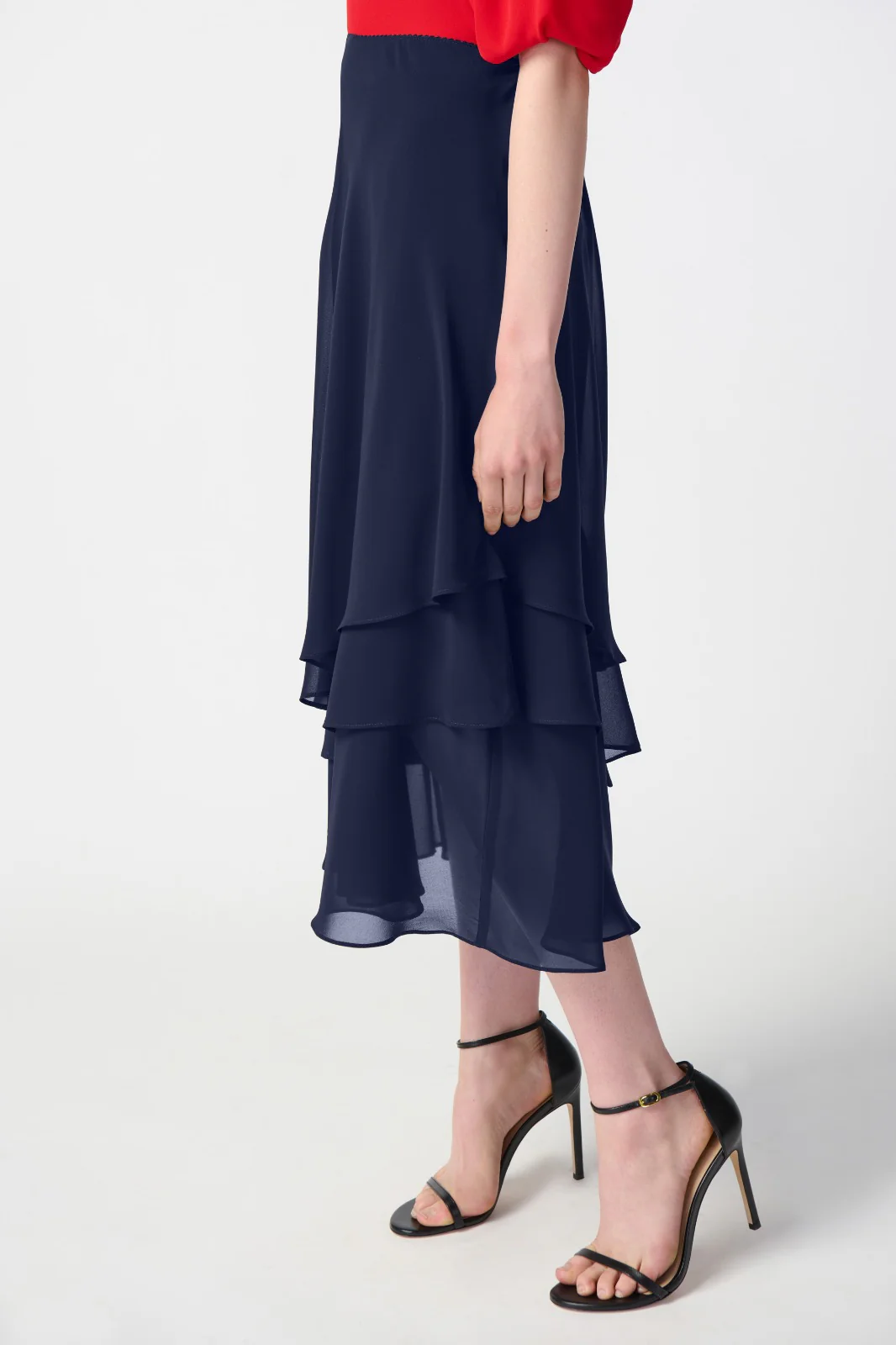 Joseph Ribkoff Midnight Blue Layered Chiffon Skirt Style 241232 - Image 2