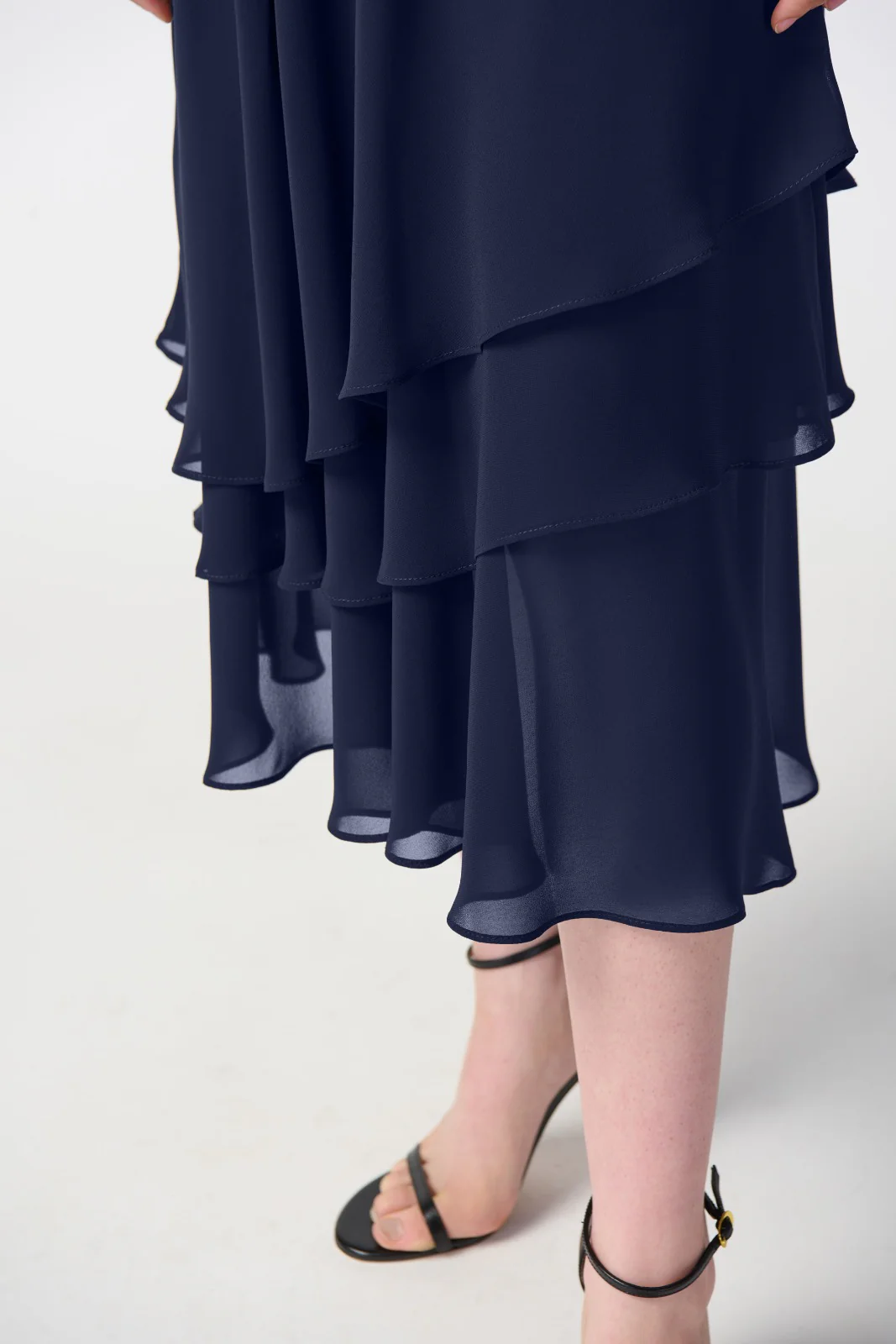 Joseph Ribkoff Midnight Blue Layered Chiffon Skirt Style 241232 - Image 3