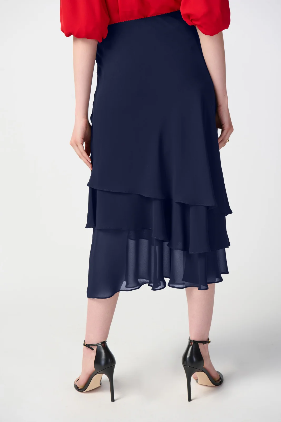 Joseph Ribkoff Midnight Blue Layered Chiffon Skirt Style 241232 - Image 4