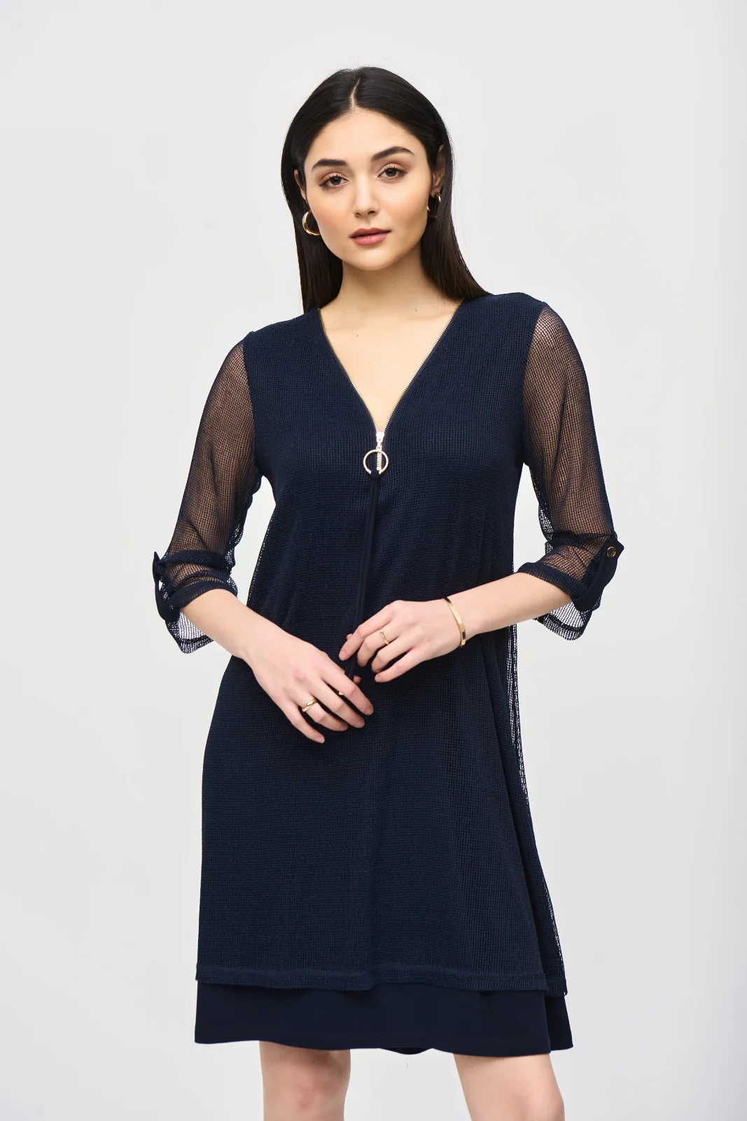Joseph Ribkoff Midnight Blue Layered Dress Style 241115 - Image 2