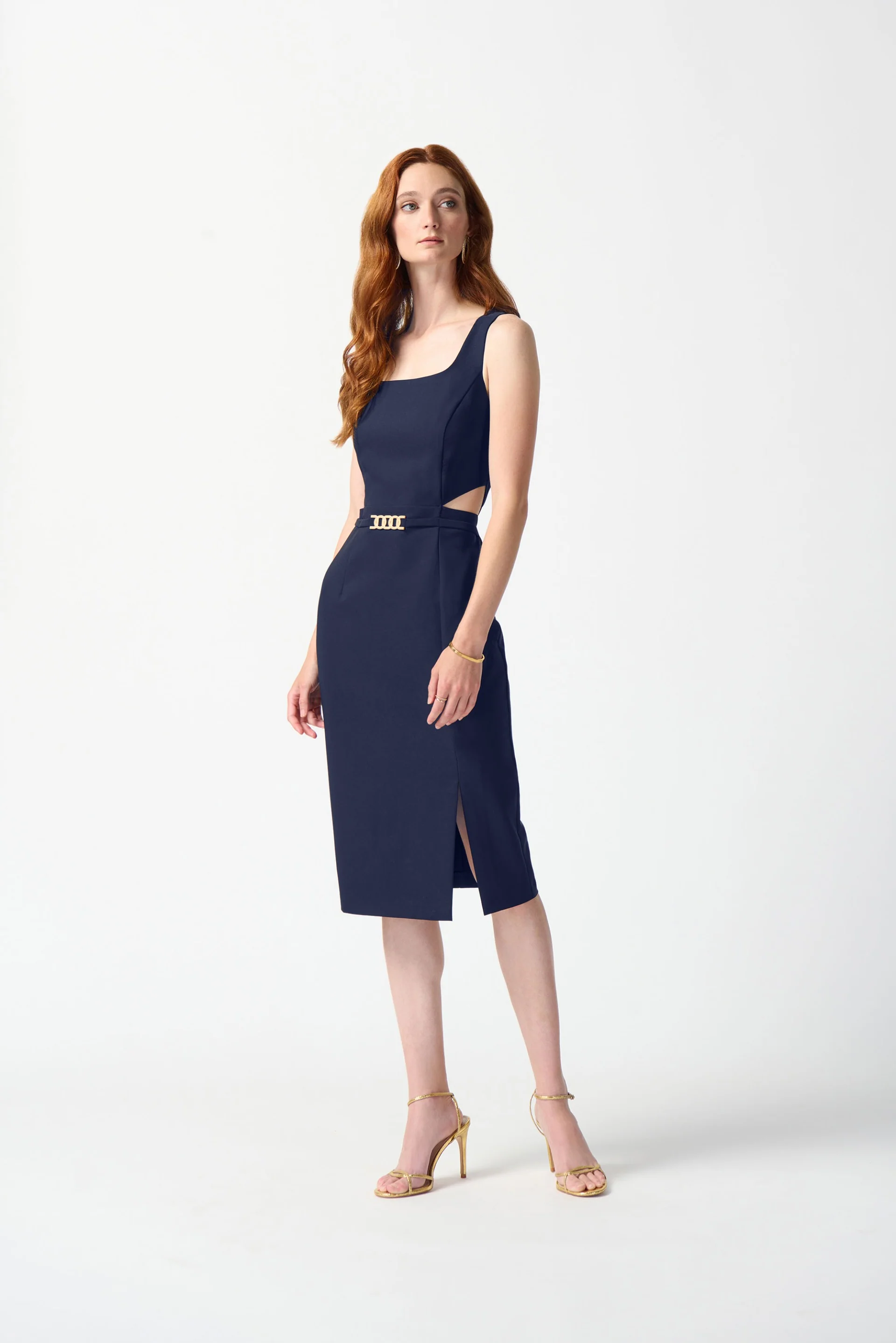 Joseph Ribkoff Midnight Blue Lux Twill Sheath Dress Style 242101 - Image 2