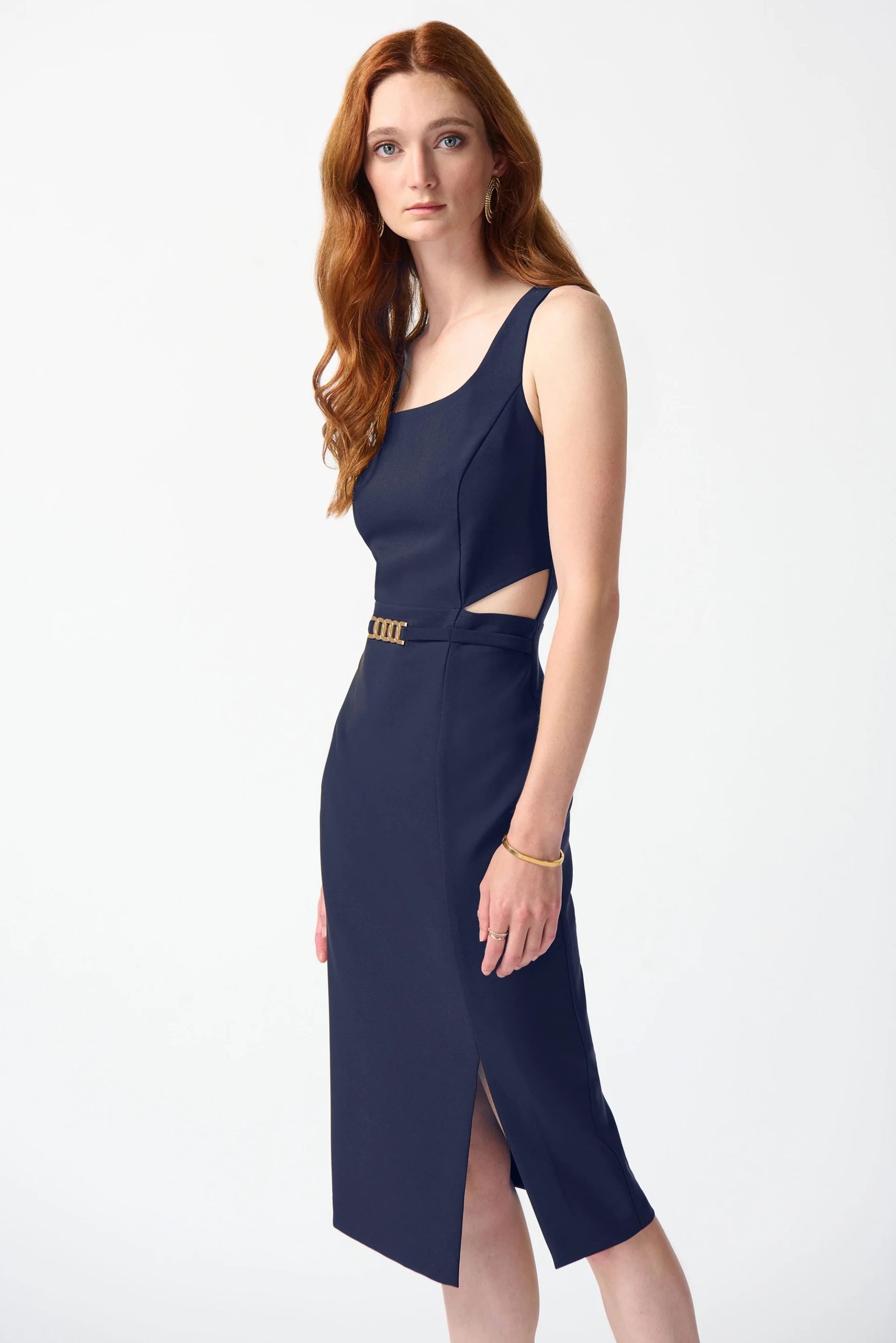 Joseph Ribkoff Midnight Blue Lux Twill Sheath Dress Style 242101 - Image 3