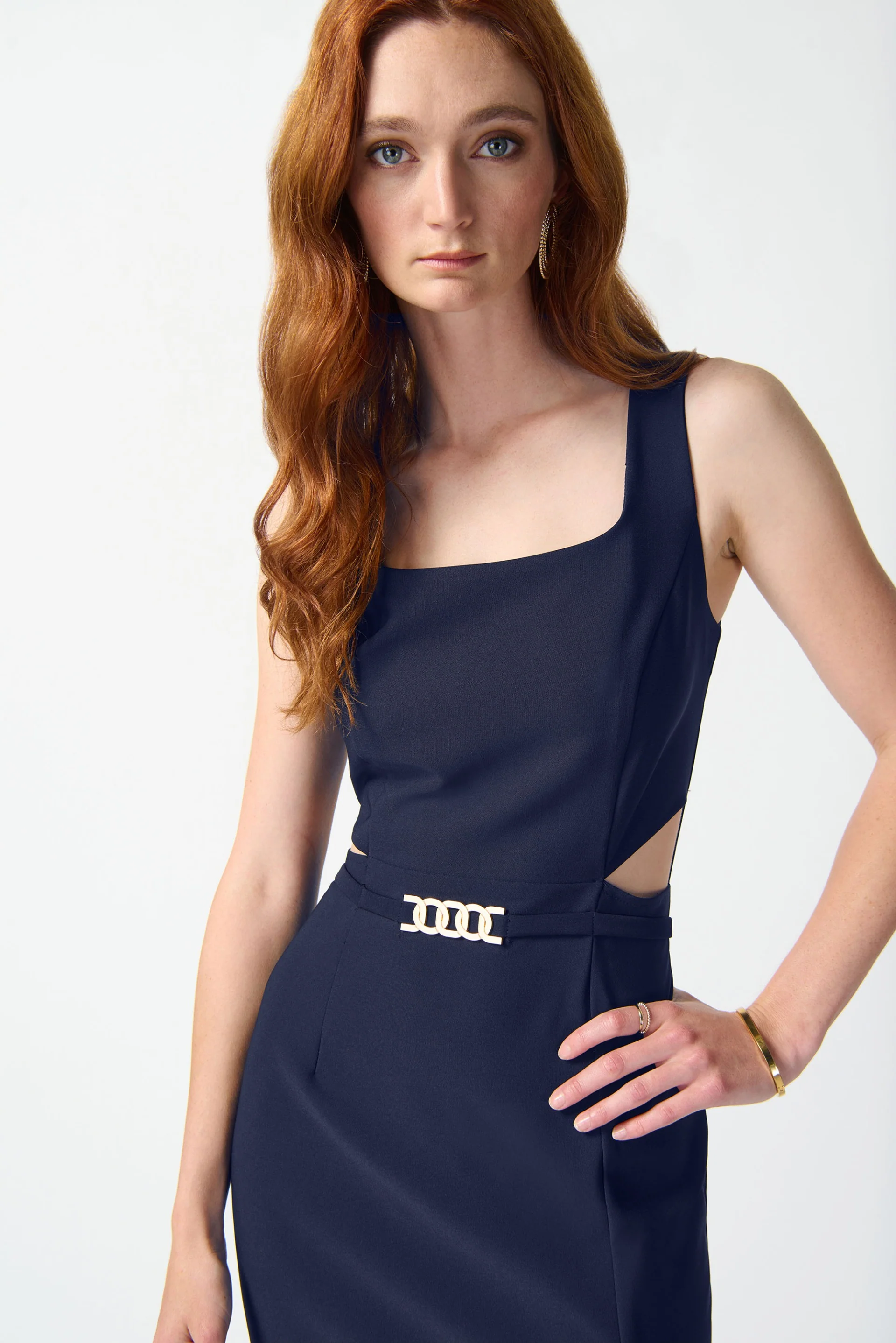 Joseph Ribkoff Midnight Blue Lux Twill Sheath Dress Style 242101 - Image 4