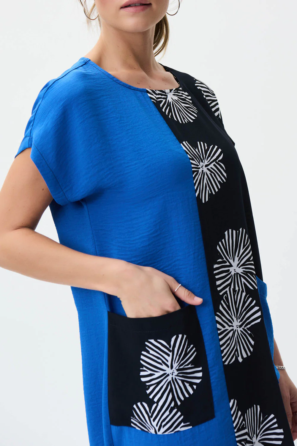 Joseph Ribkoff Midnight Blue/Multi Dress Style 231038 - Image 3