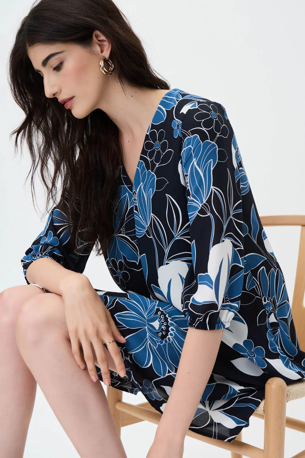 Joseph Ribkoff Midnight Blue/Multi Dress Style 231099 - Image 5
