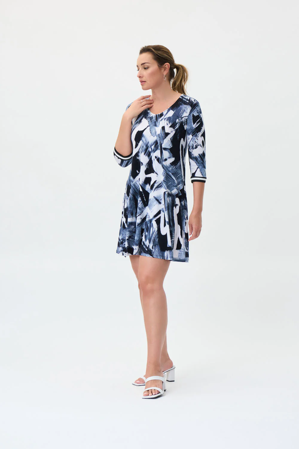 Joseph Ribkoff Midnight Blue/Multi Dress Style 231112 - Image 3