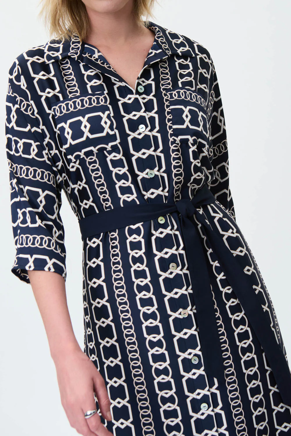Joseph Ribkoff Midnight Blue/Multi Dress Style 231288 - Image 3