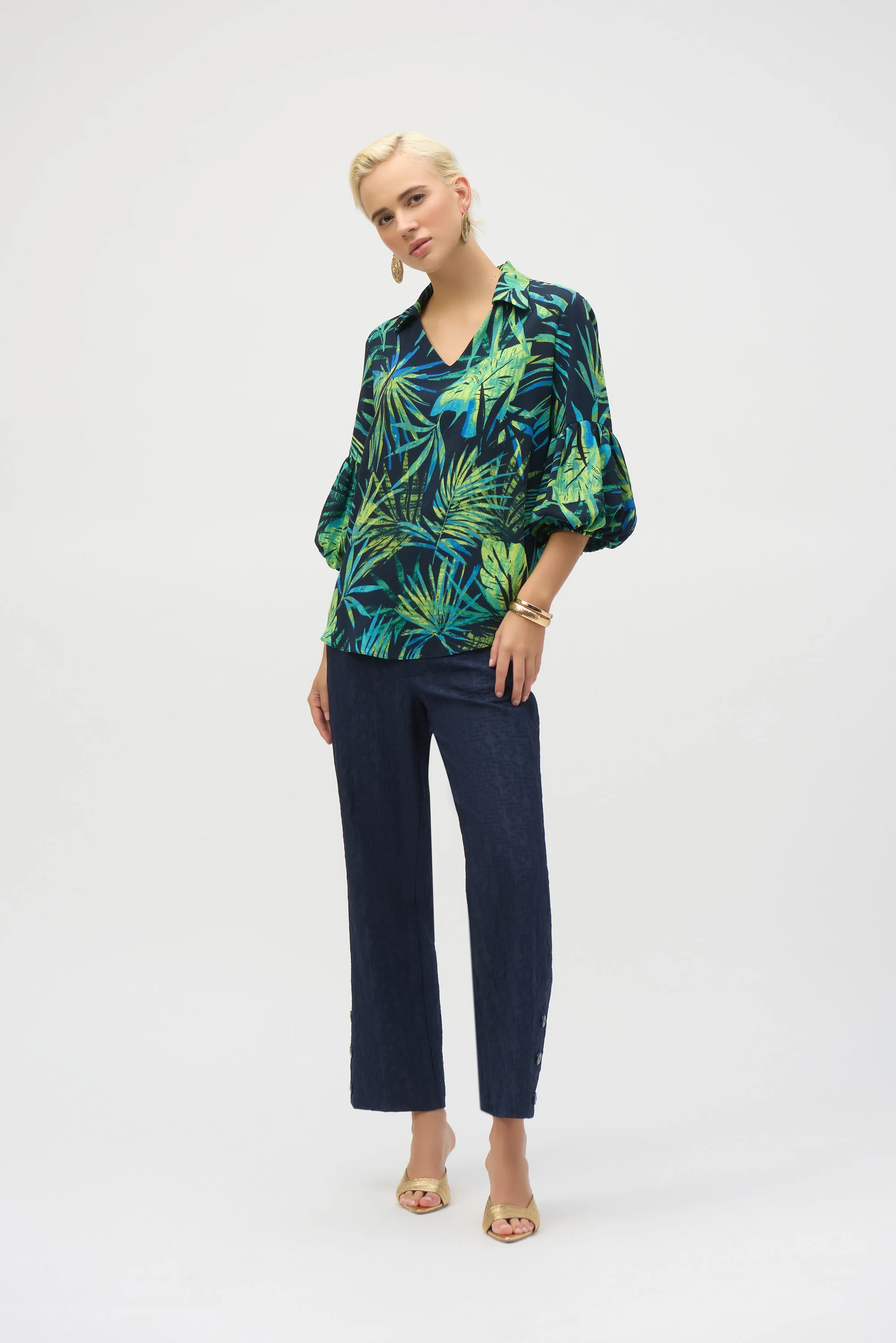 Joseph Ribkoff Midnight Blue/Multi Tropical Print Straight Tunic Style 252073 - Image 2