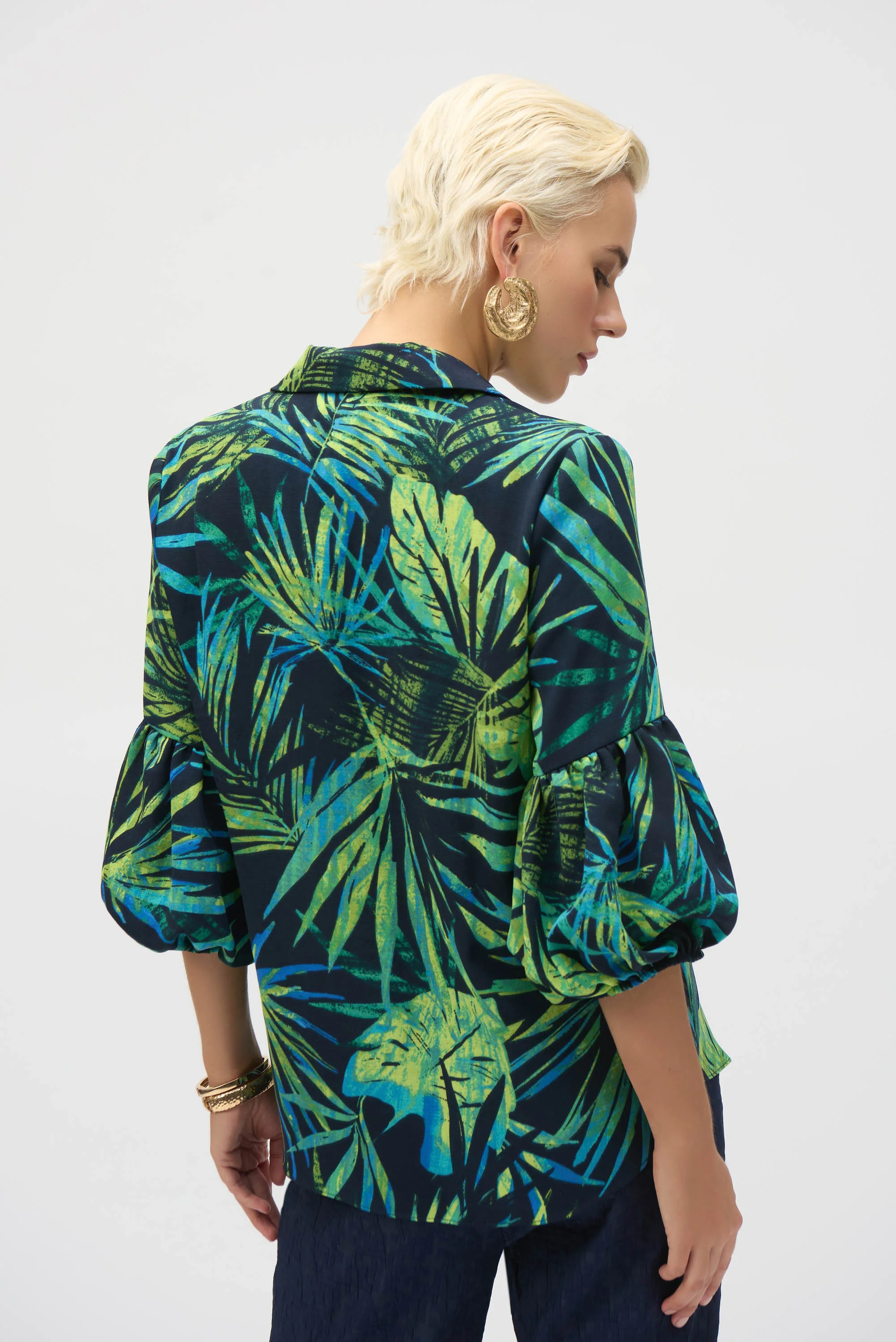 Joseph Ribkoff Midnight Blue/Multi Tropical Print Straight Tunic Style 252073 - Image 4