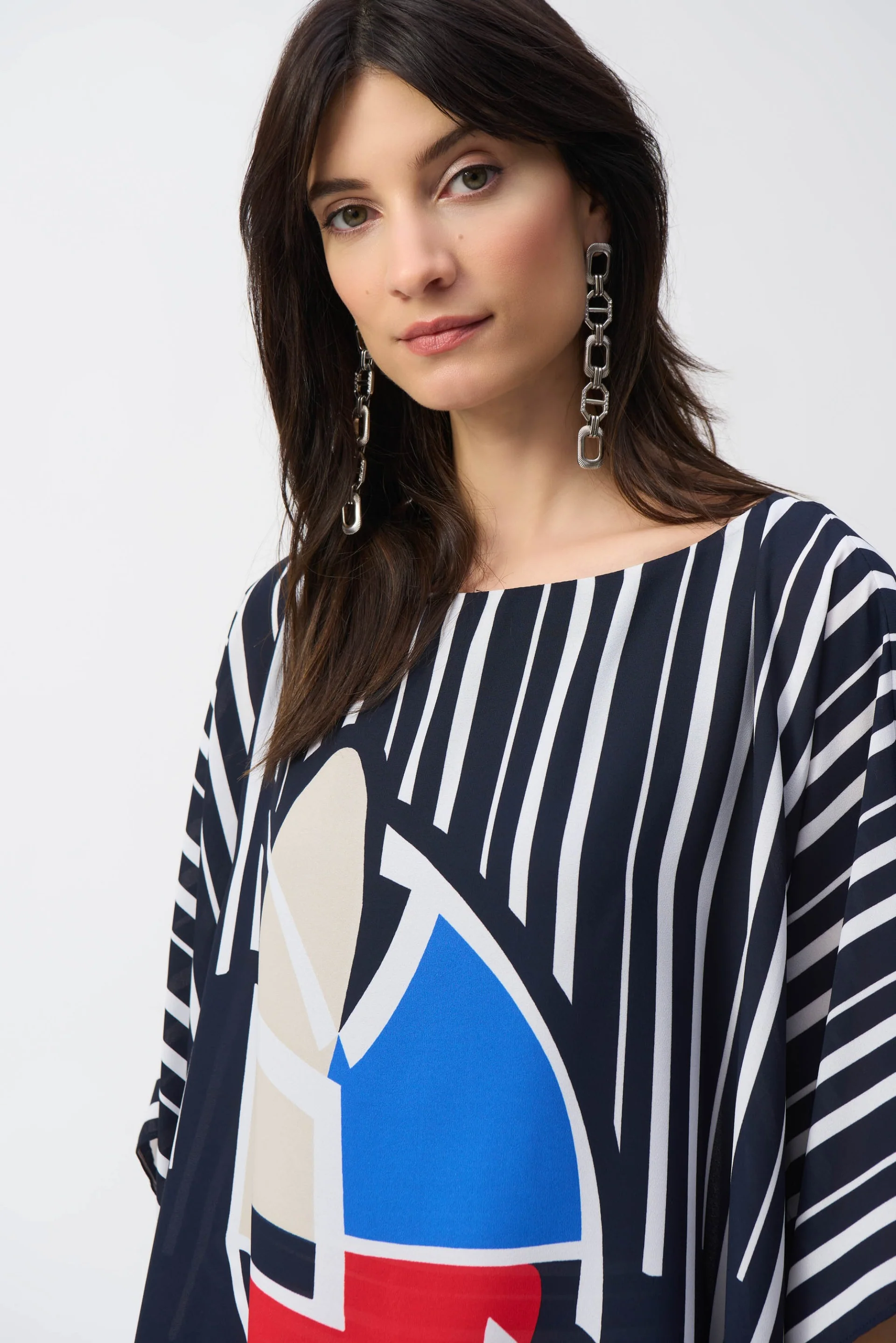 Joseph Ribkoff Abstract Print Poncho Top Style 251180 - Image 3