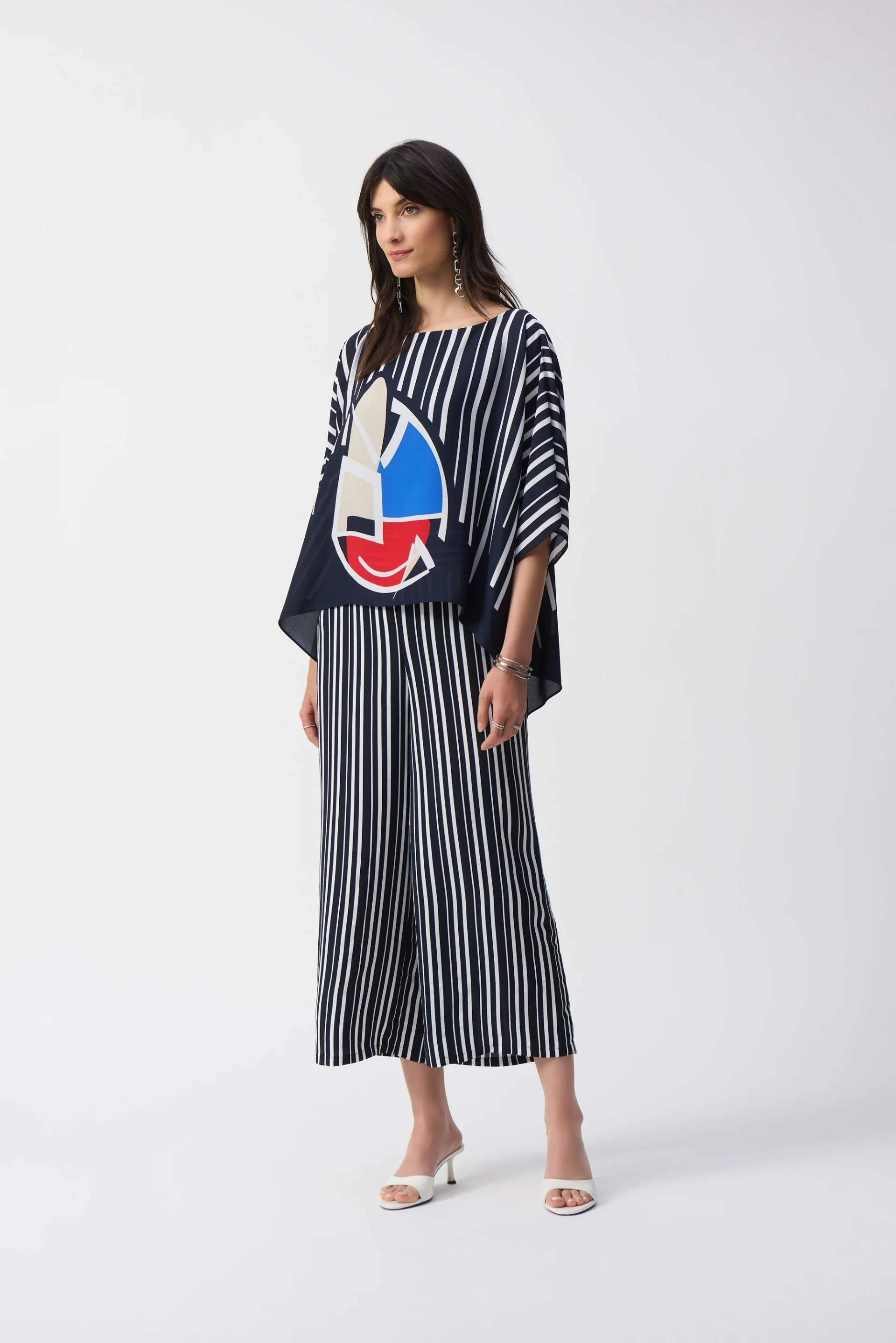 Joseph Ribkoff Abstract Print Poncho Top Style 251180 - Image 5