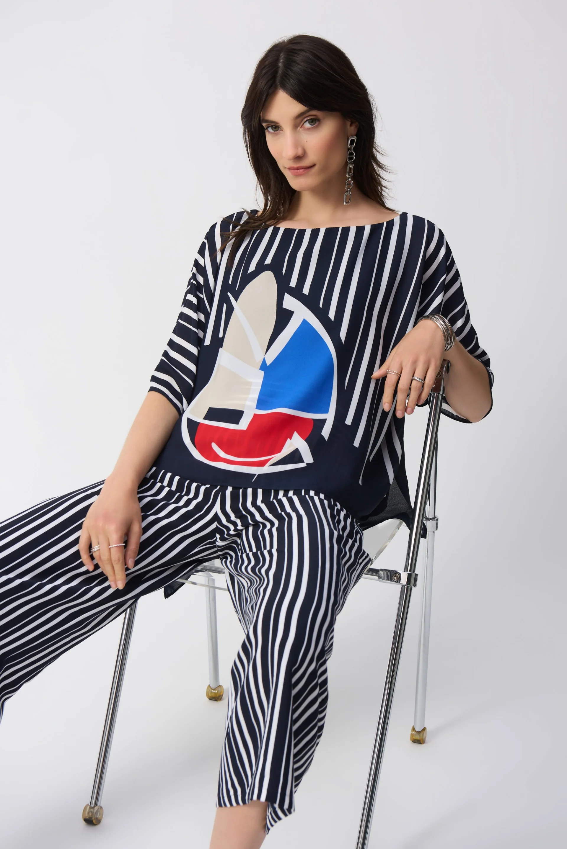 Joseph Ribkoff Abstract Print Poncho Top Style 251180 - Image 6