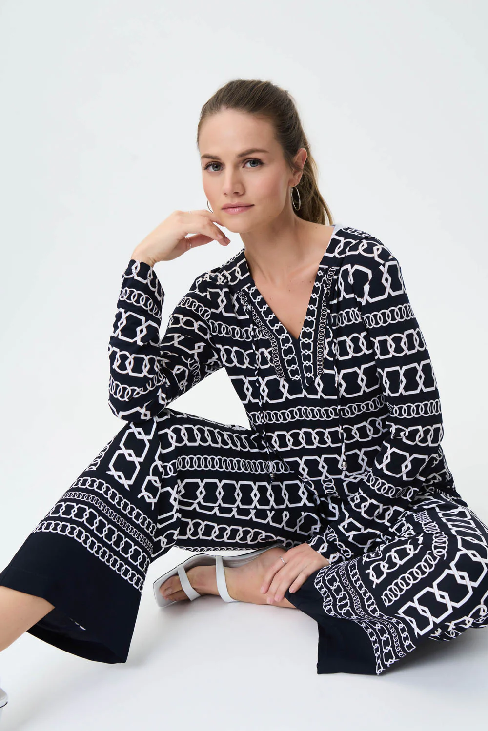 Joseph Ribkoff Midnight Blue/Multi Tunic with Hoodie Style 231259 - Image 5