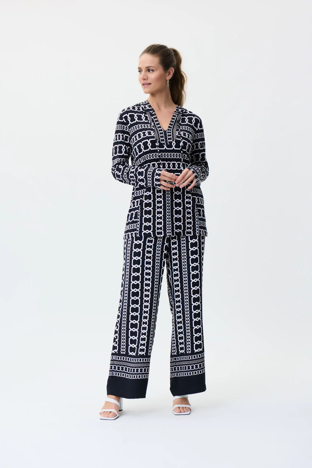 Joseph Ribkoff Midnight Blue/Multi Tunic with Hoodie Style 231259 - Image 6