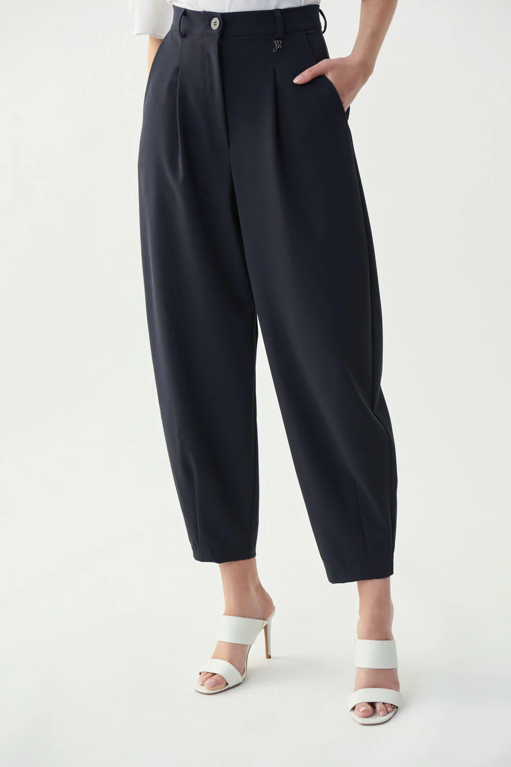 Joseph Ribkoff Midnight Blue Pleated Pants Style 221155 - Image 2