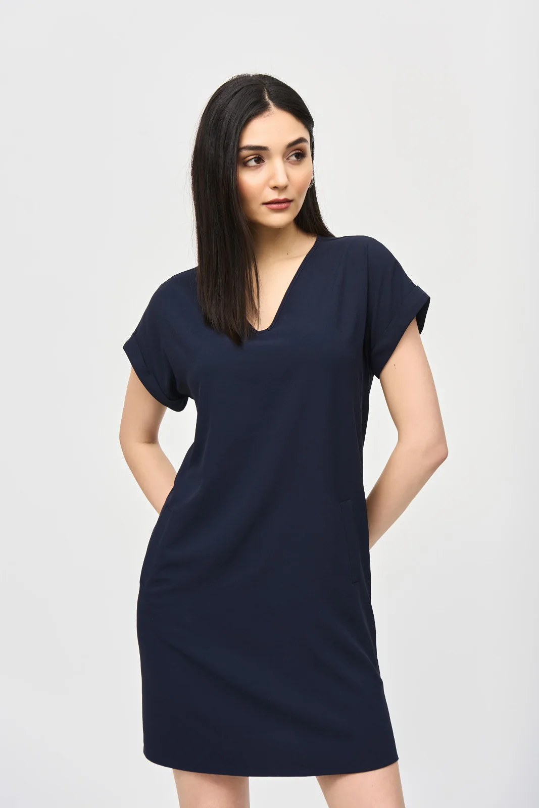 Joseph Ribkoff Midnight Blue Stretch Straight Dress Style 241129 - Image 2