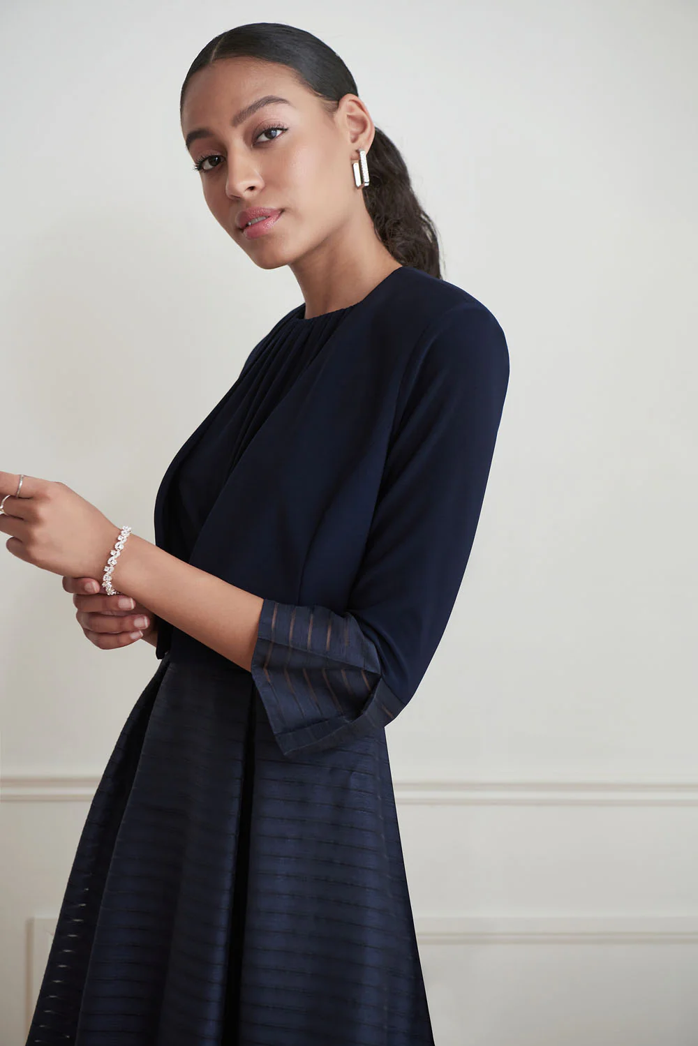 Joseph Ribkoff Midnight Blue Striped Bolero Style 221373