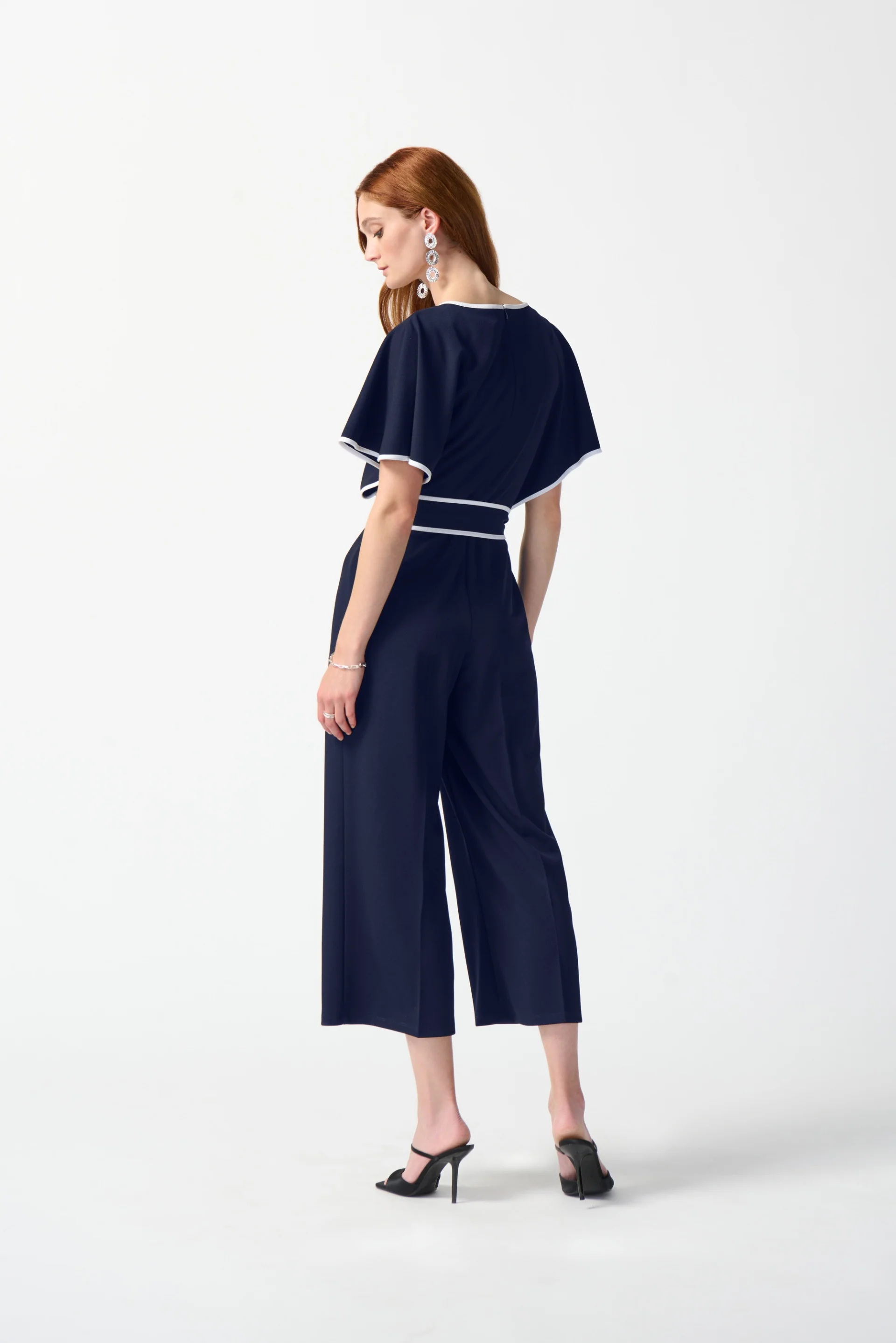 Joseph Ribkoff Midnight Blue/Vanilla Belted Jumpsuit Style 242082 - Image 2
