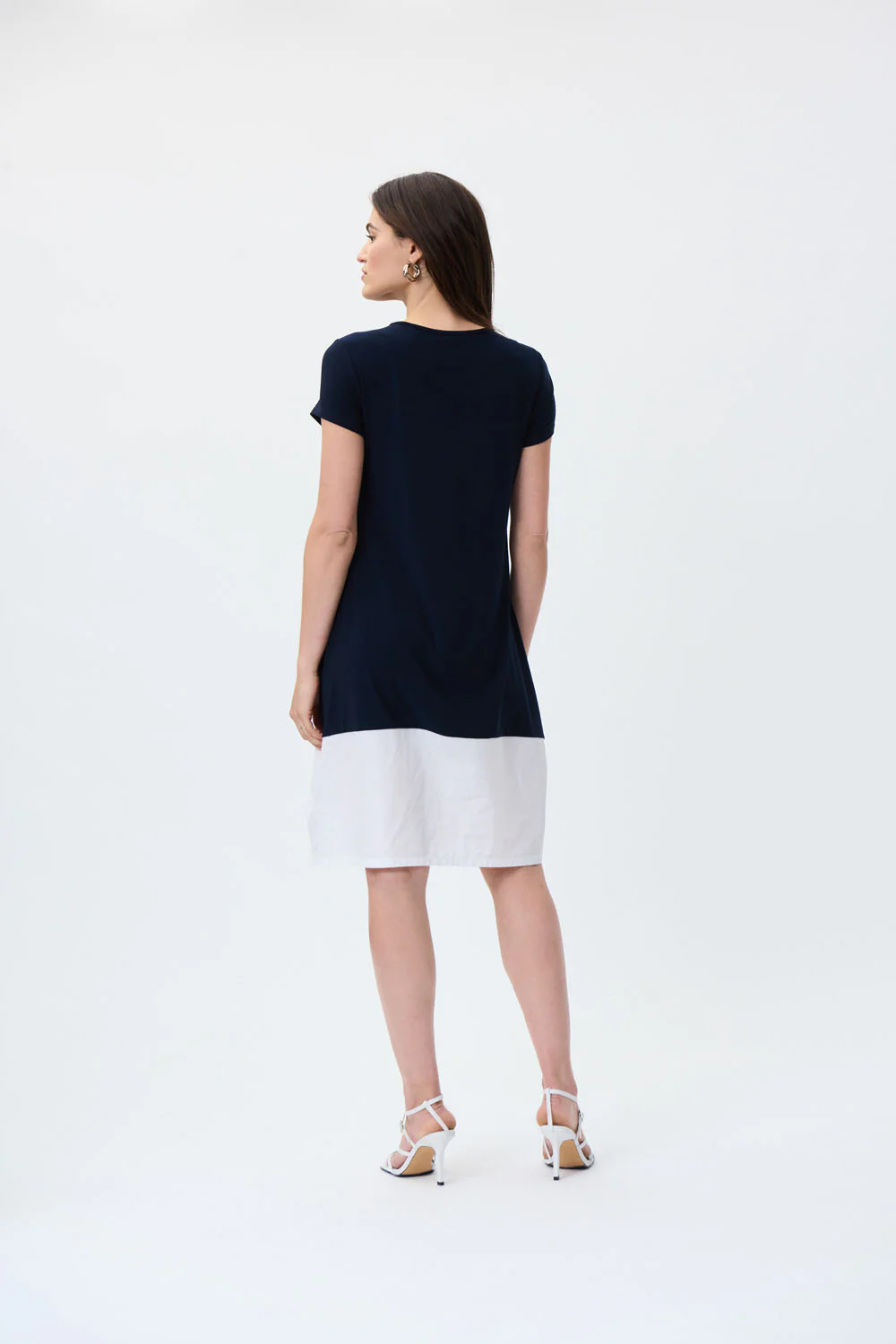 Joseph Ribkoff Midnight Blue/Vanilla Colour-Blocked Dress Style 222154 - Image 2