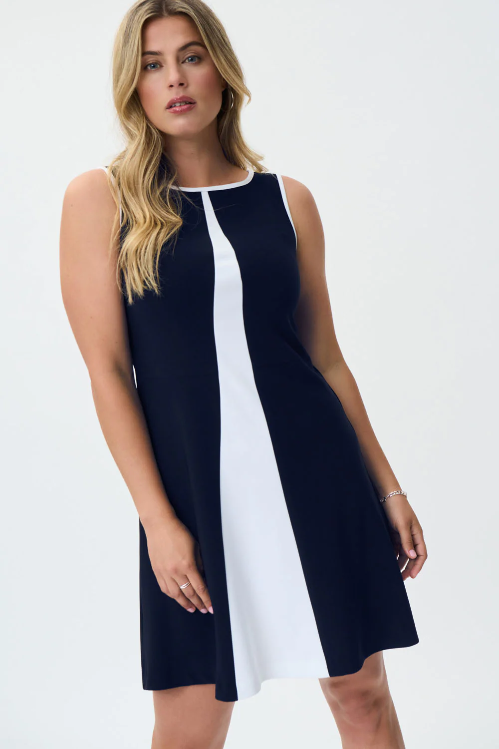 Joseph Ribkoff Midnight Blue/Vanilla Dress Style 231193 - Image 2