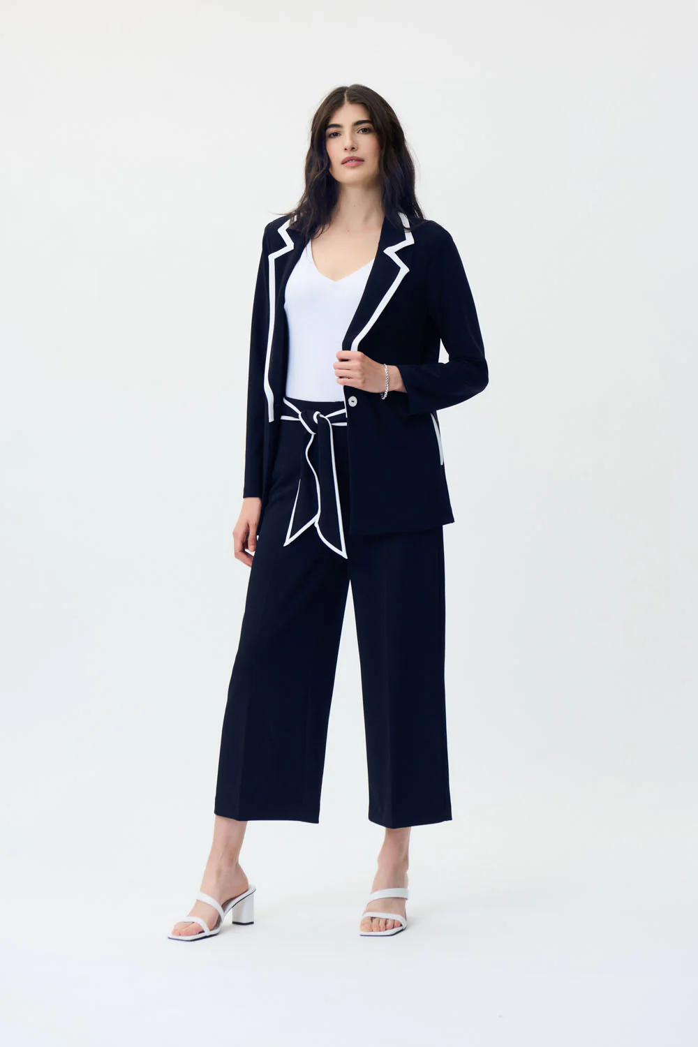 Joseph Ribkoff Midnight Blue/Vanilla Pants Style 231248 - Image 4