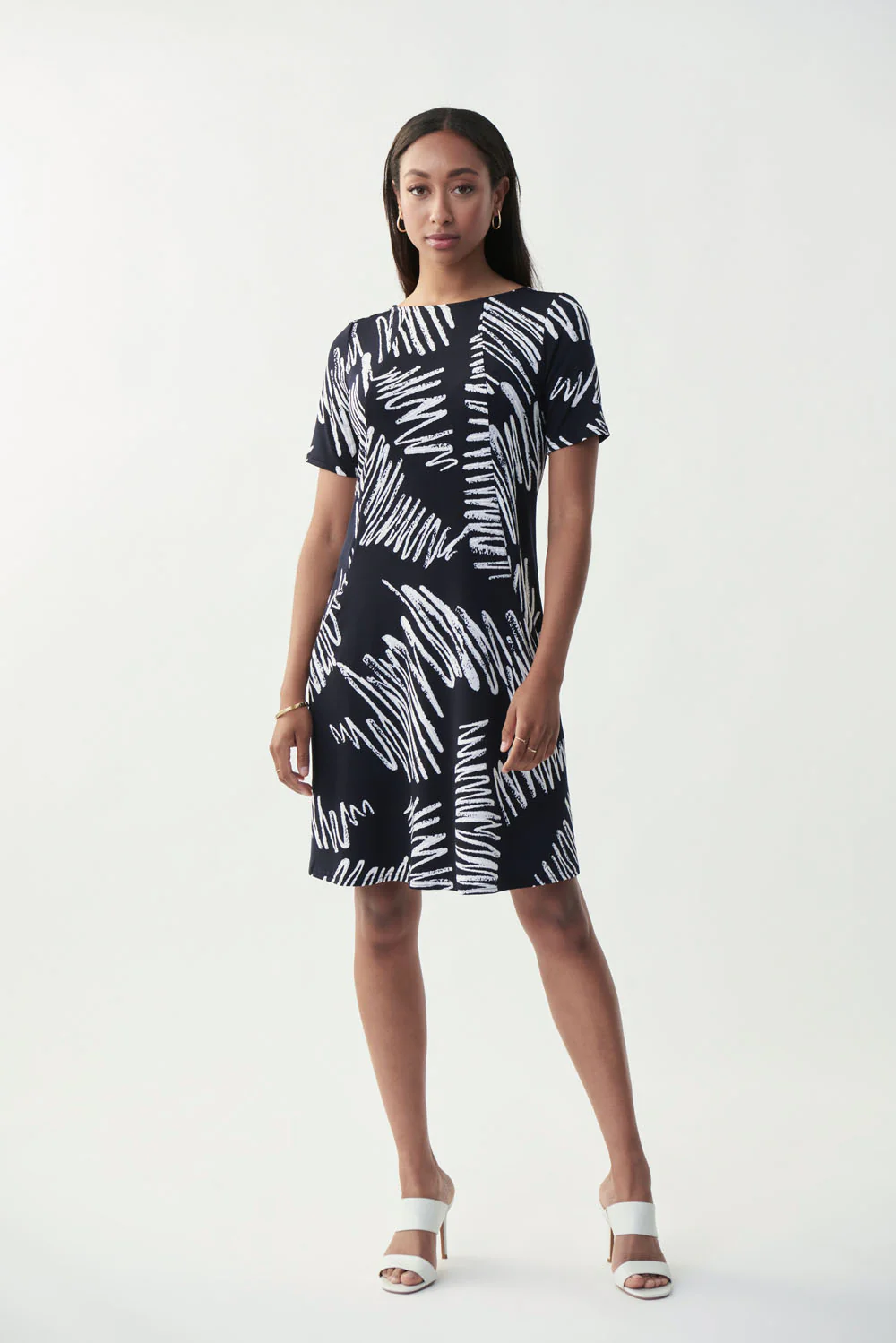 Joseph Ribkoff Midnight Blue/Vanilla Dress Printed Style 221235