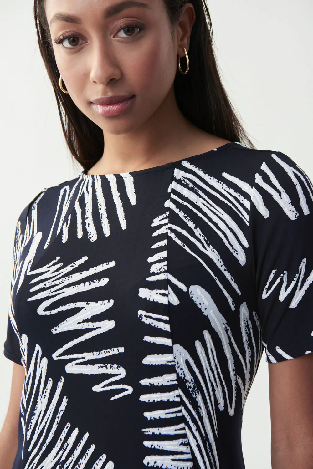 Joseph Ribkoff Midnight Blue/Vanilla Dress Printed Style 221235 - Image 3