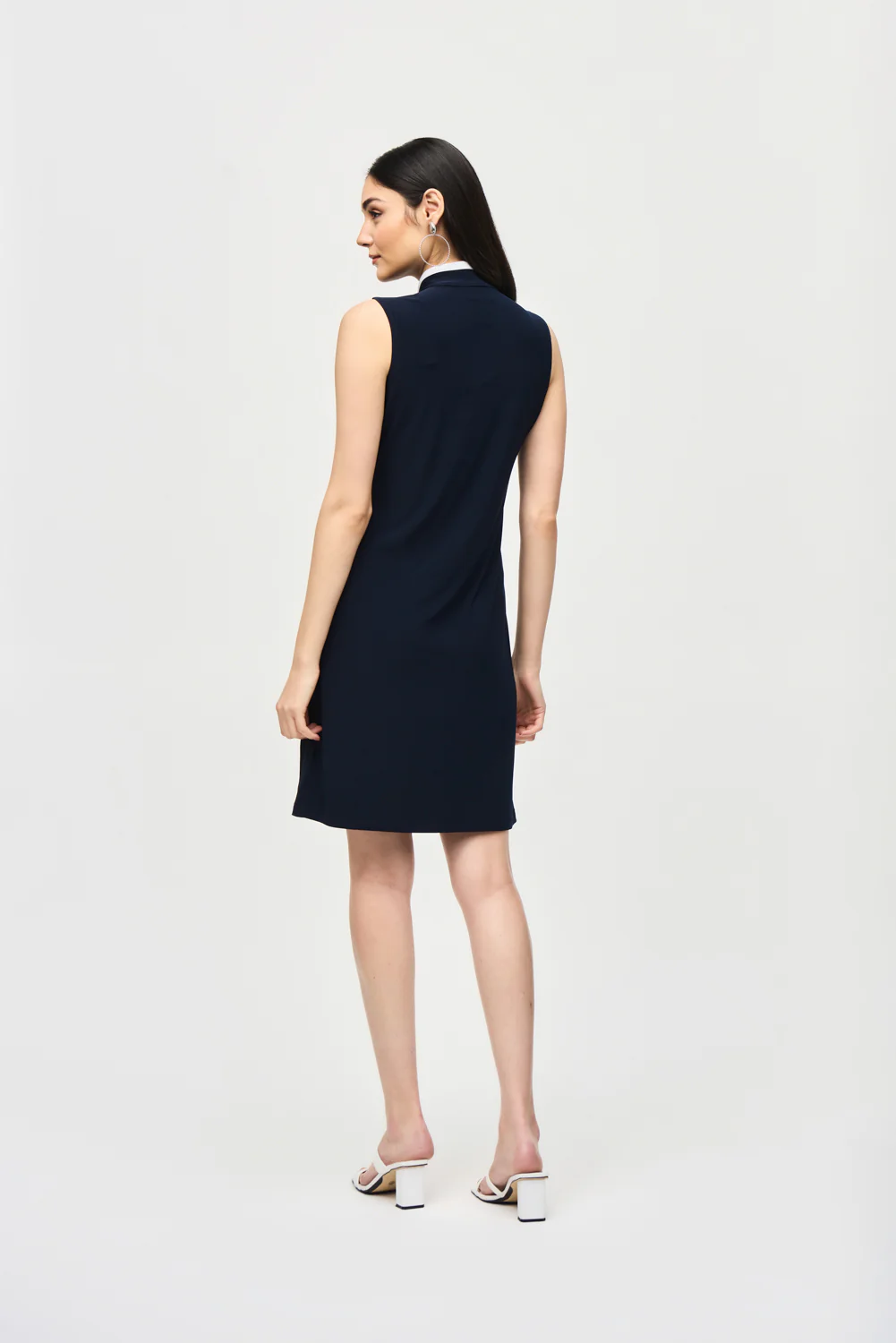 Joseph Ribkoff Midnight Blue/Vanilla Sleeveless Shift Dress Style 241208 - Image 4