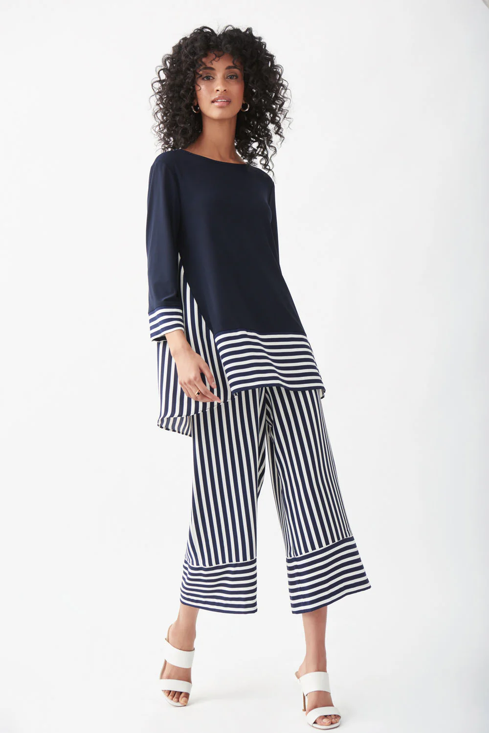 Joseph Ribkoff Midnight Blue/Vanilla Stripped Top Style 221180