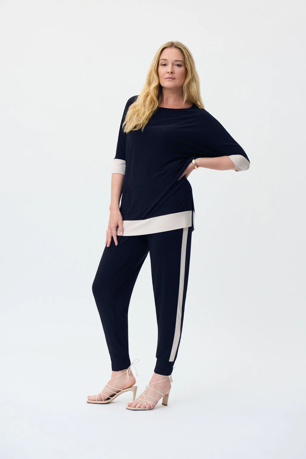 Joseph Ribkoff Midnight Blue/Vanilla Tunic Style 231261 - Image 4