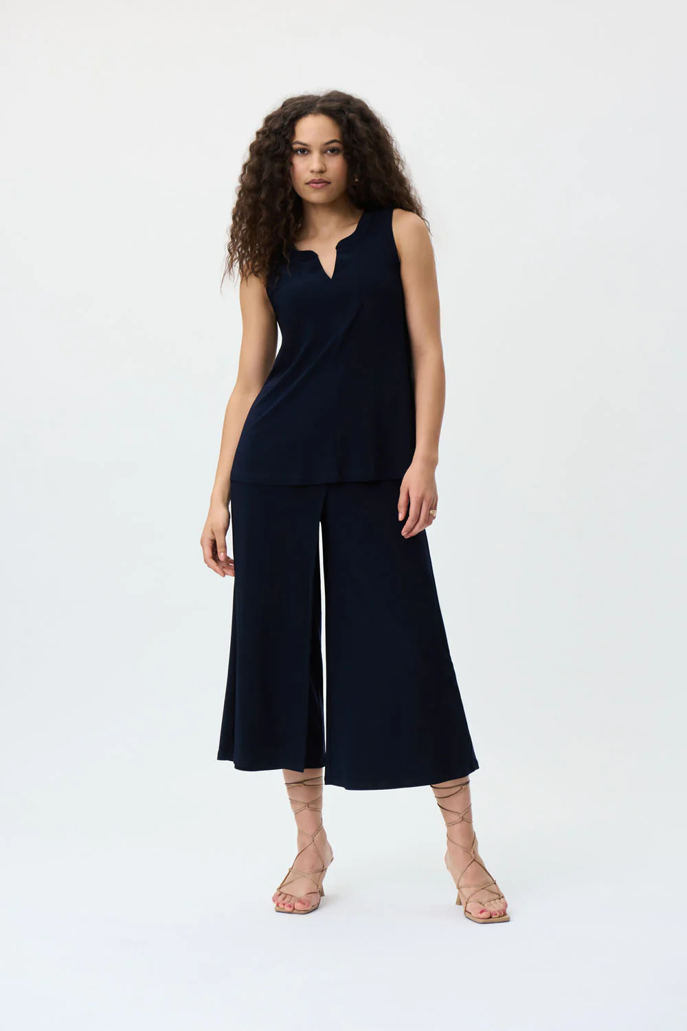 Joseph Ribkoff Midnight Blue Wide Leg High-Wasted Pants Style 231140 - Image 4