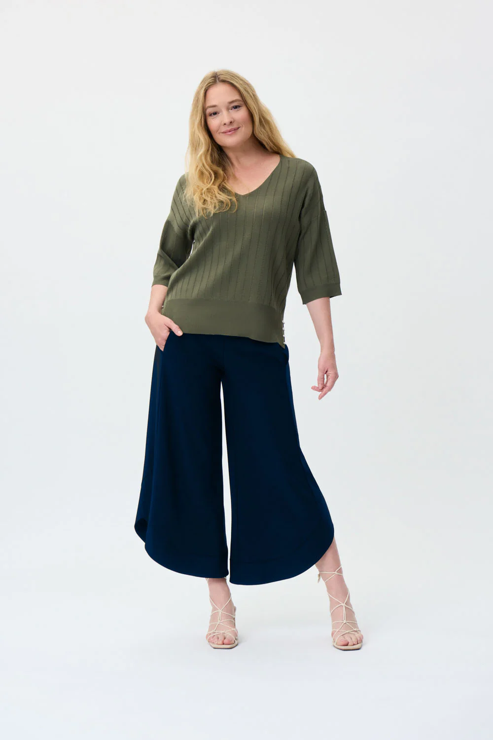 Joseph Ribkoff Midnight Blue Wide Leg Pants Style 231059 - Image 3