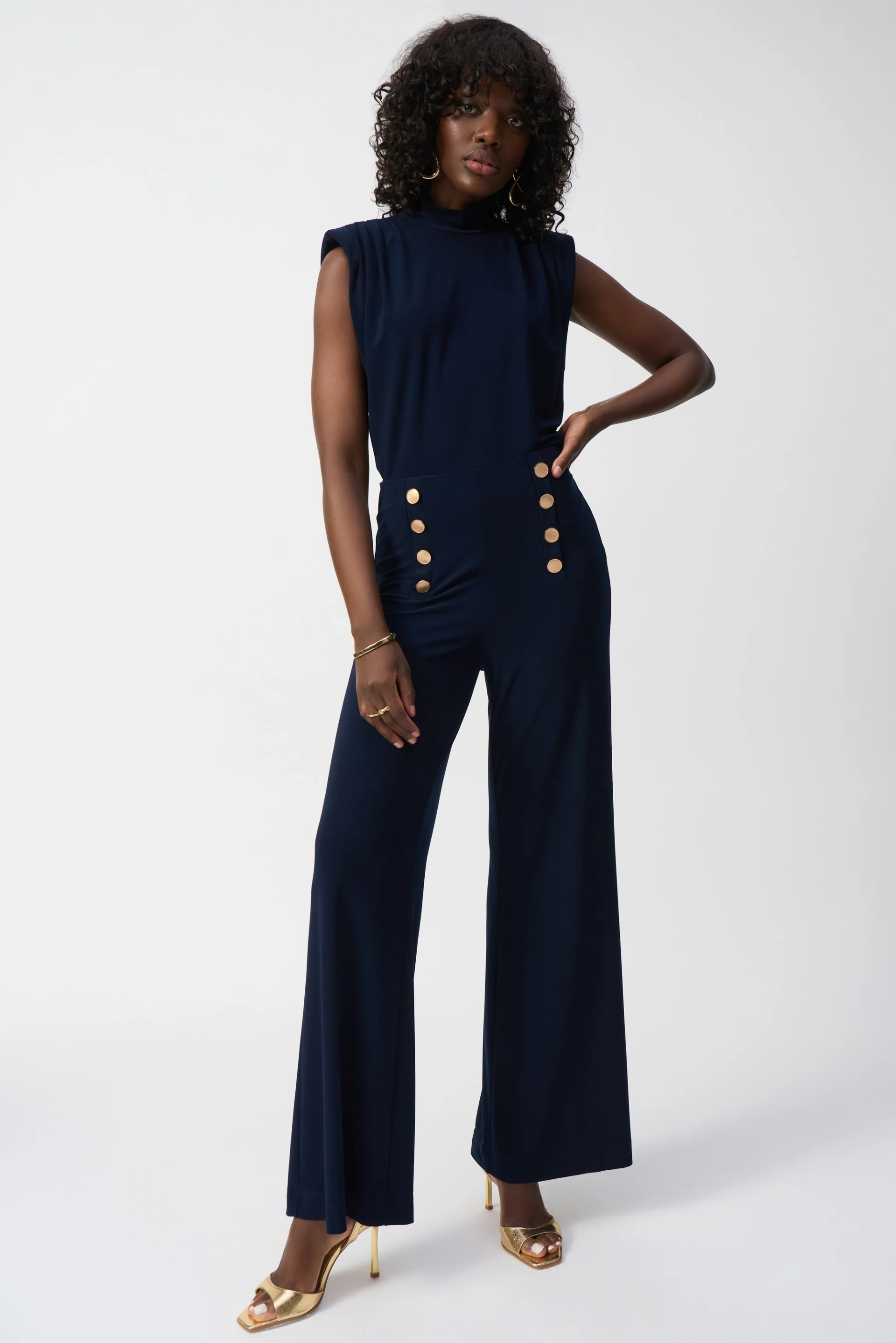 Joseph Ribkoff Midnight Blue Wide-Leg Pull-On Pants Style 251028 - Image 4