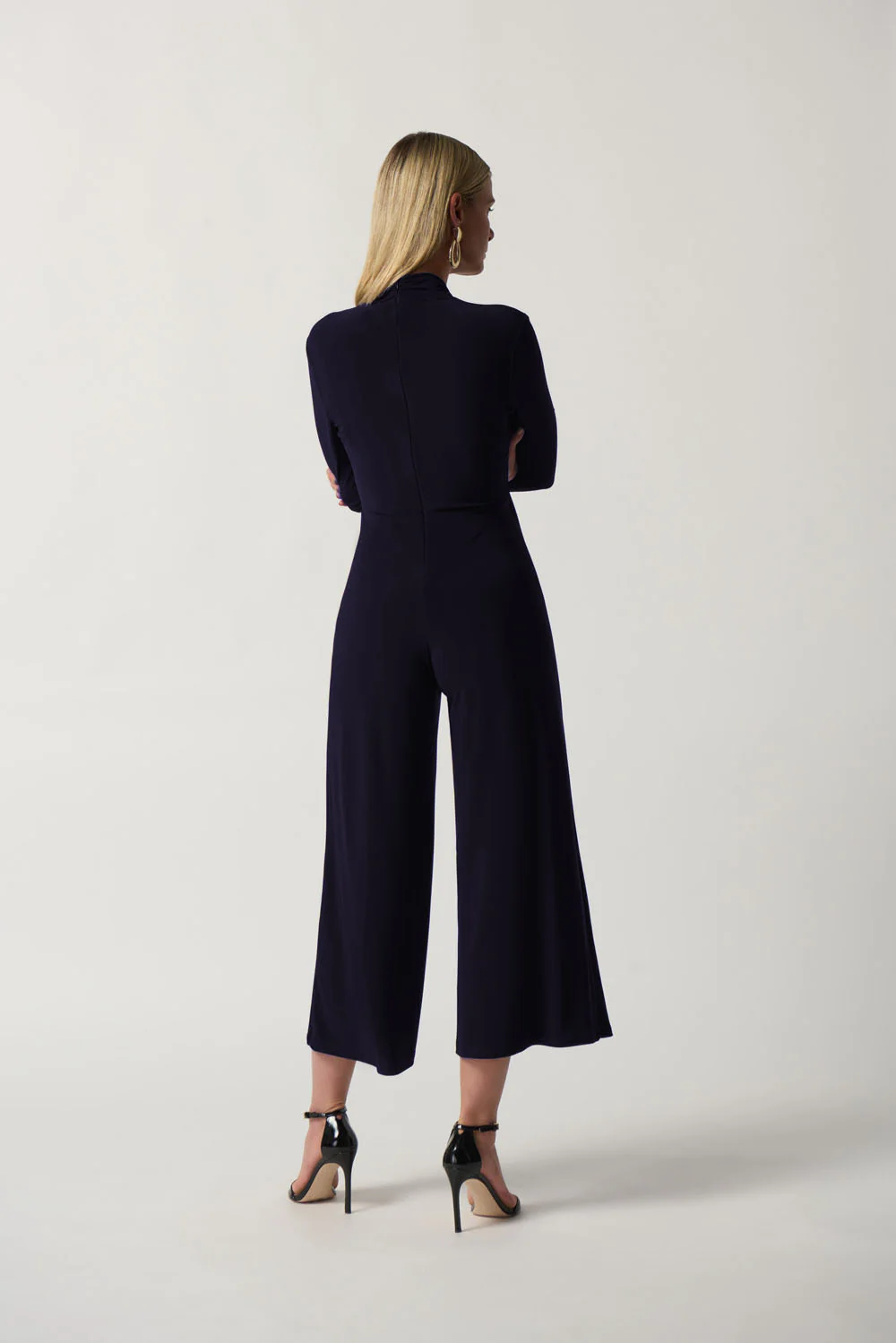 Joseph Ribkoff Midnight Blue Wrap Culotte Jumpsuit Style 233097 - Image 6