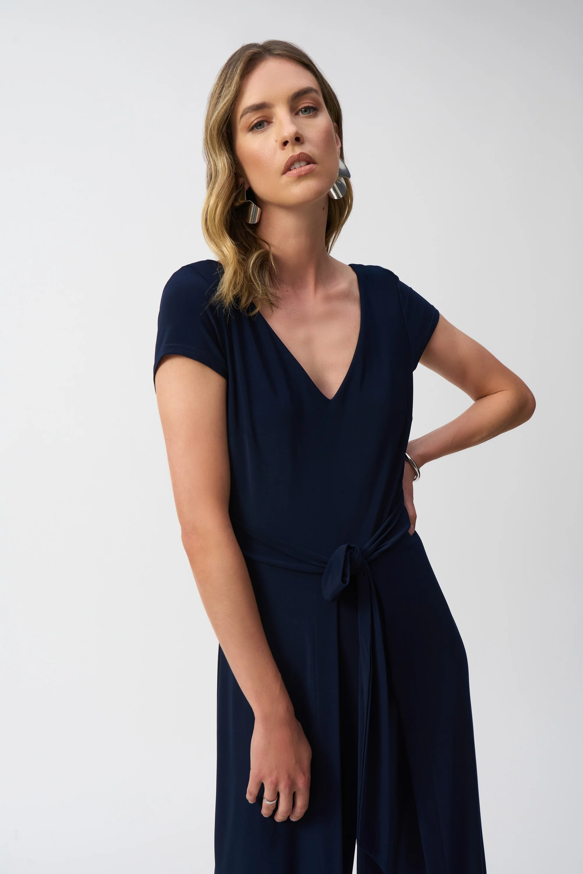 Joseph Ribkoff Midnight Wide-Leg Jumpsuit Blue Style 251049 - Image 3