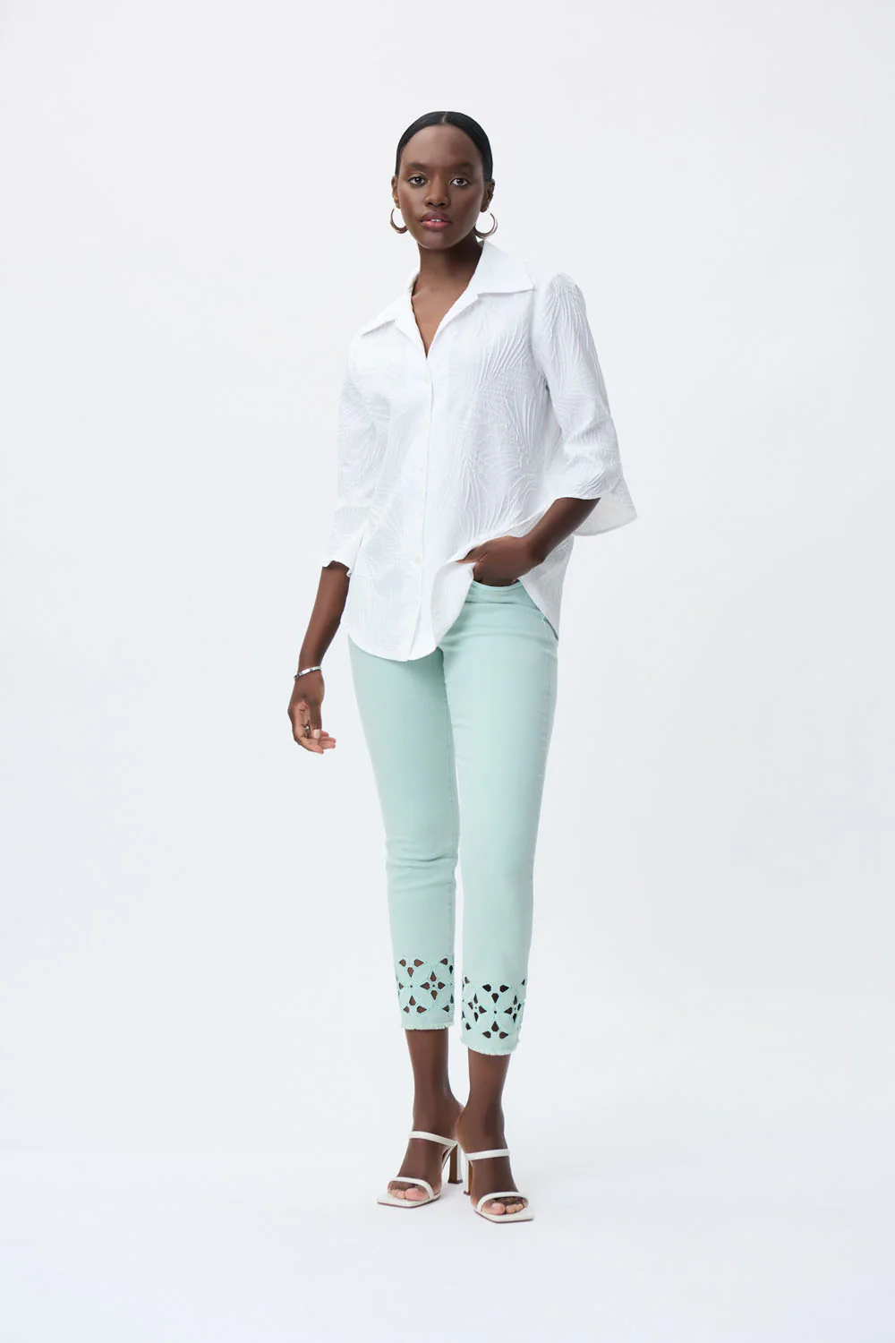 Joseph Ribkoff Mint Slim Cropped Jeans Style 231960 - Image 5