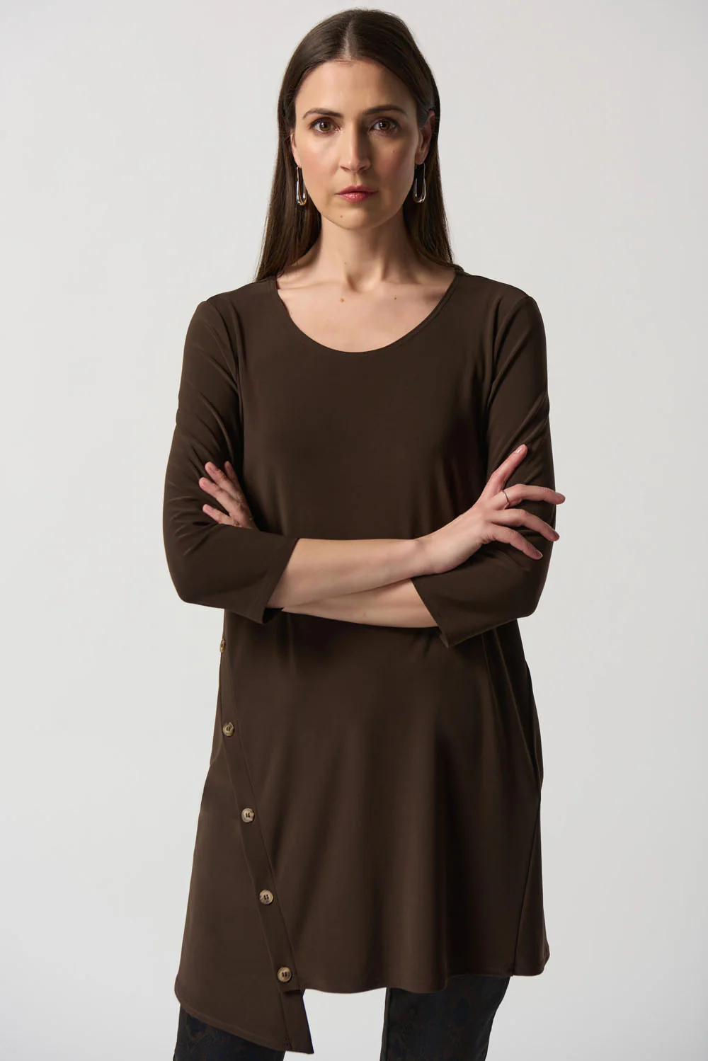 Joseph Ribkoff Mocha Asymmetrical Tunic Style 233153 - Image 2
