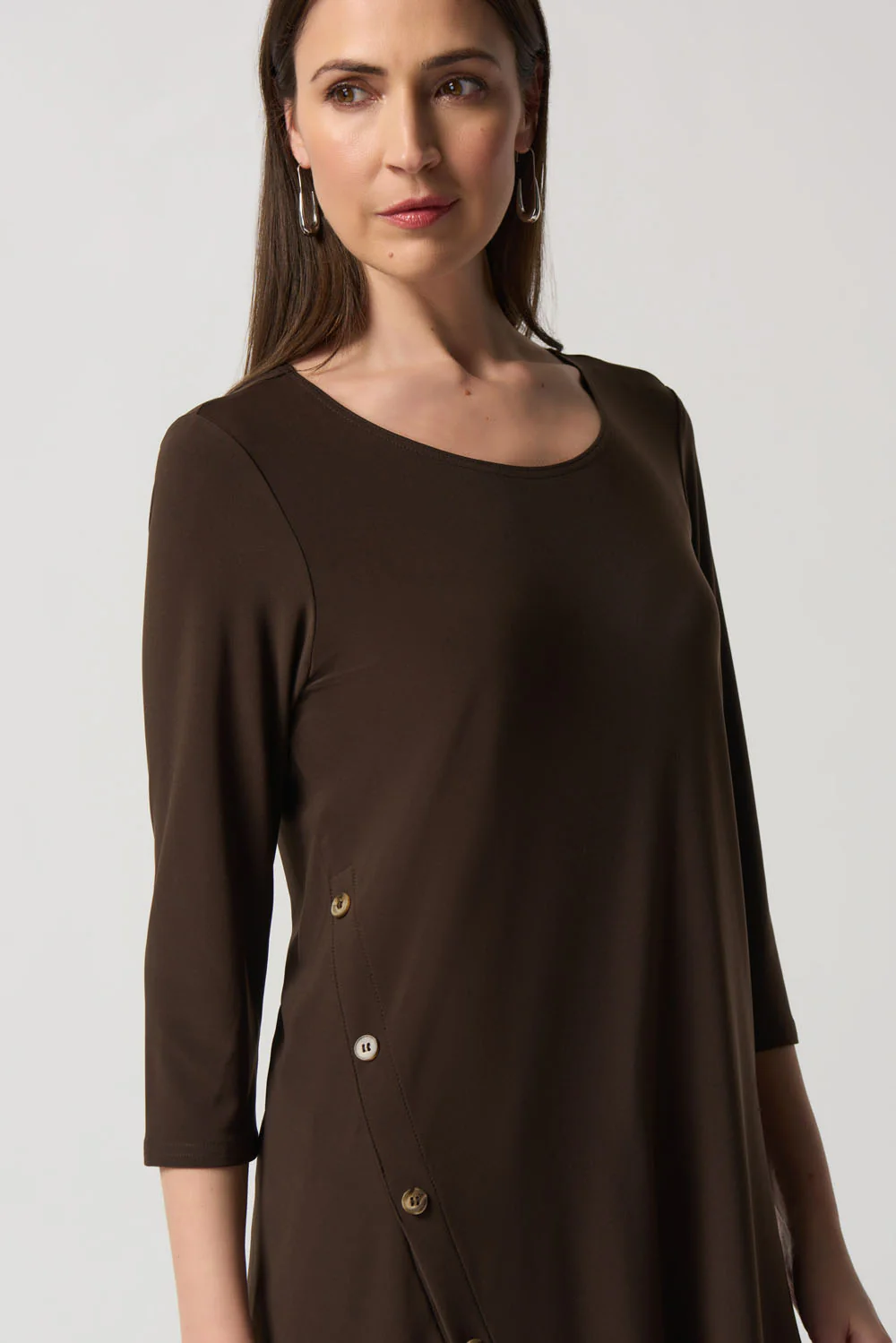 Joseph Ribkoff Mocha Asymmetrical Tunic Style 233153 - Image 3