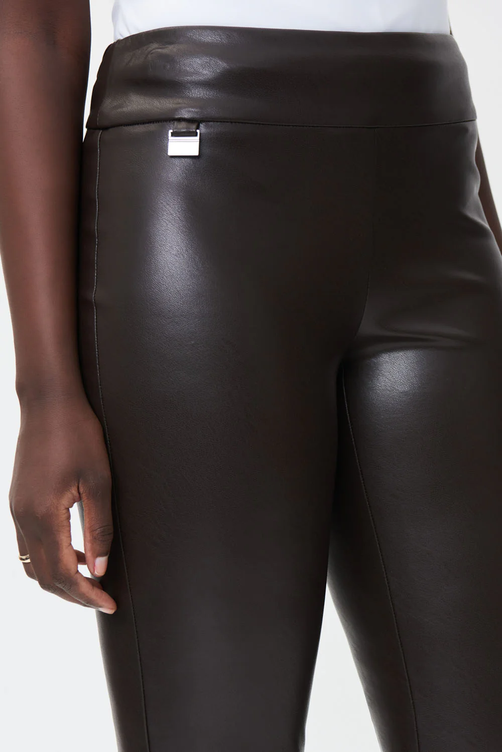 Joseph Ribkoff Mocha Faux Leather Pant Style 223196 - Image 2