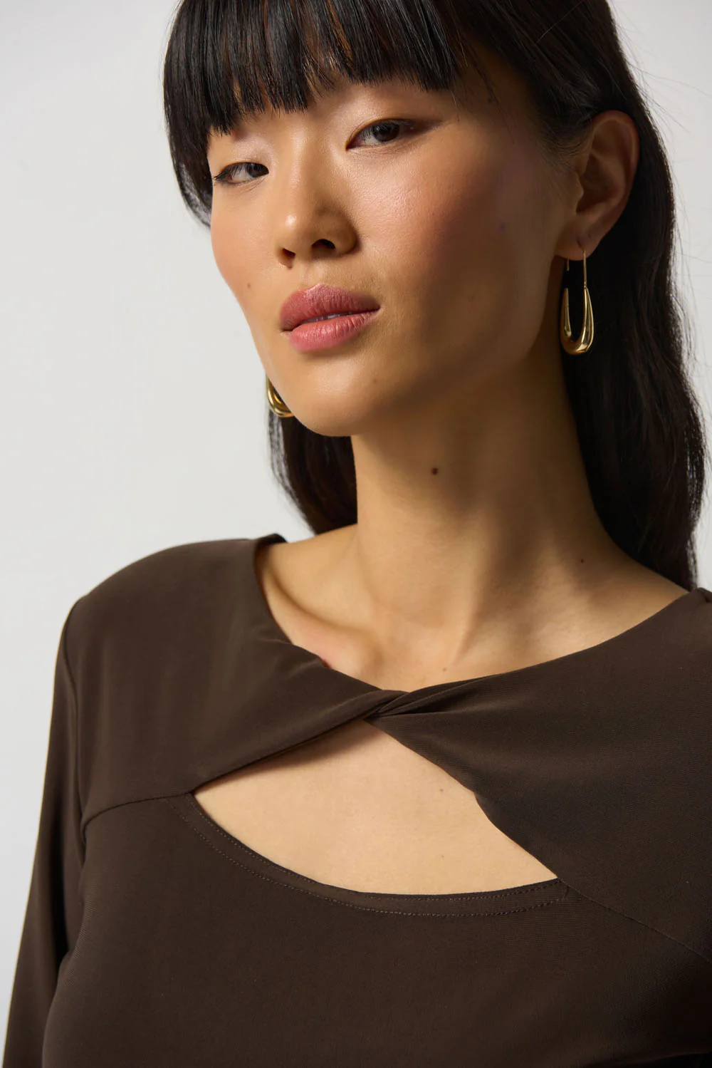 Joseph Ribkoff Mocha Reversible Open Bust Top Style 233054 - Image 2