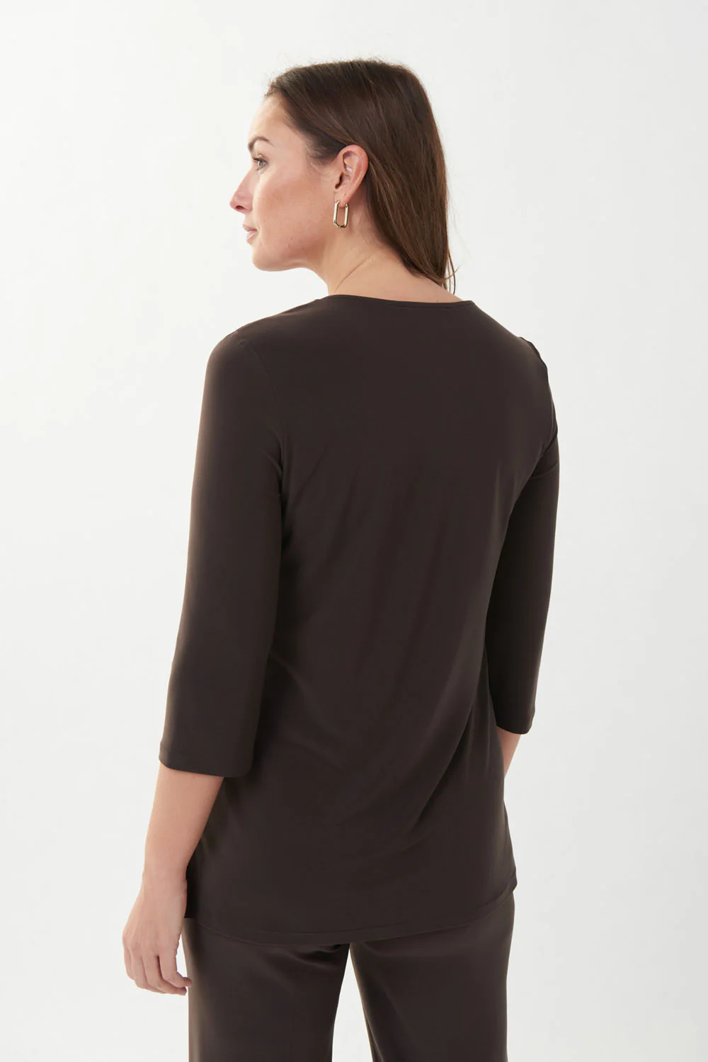Joseph Ribkoff Mocha Grommet Neckline Top Style 223283 - Image 3