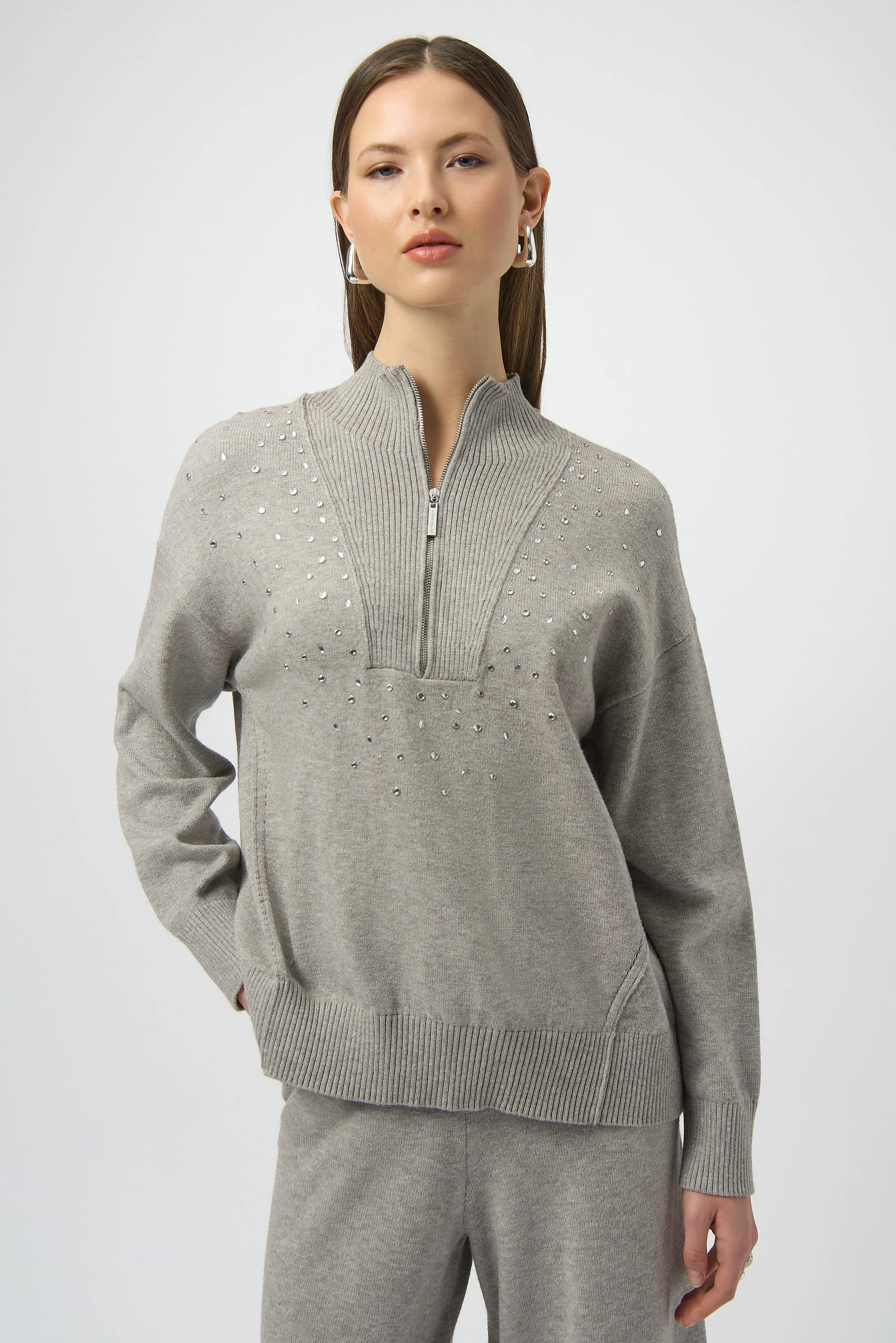 Joseph Ribkoff Mock Neck Pullover with Rhinestones Style 254933 - Image 4