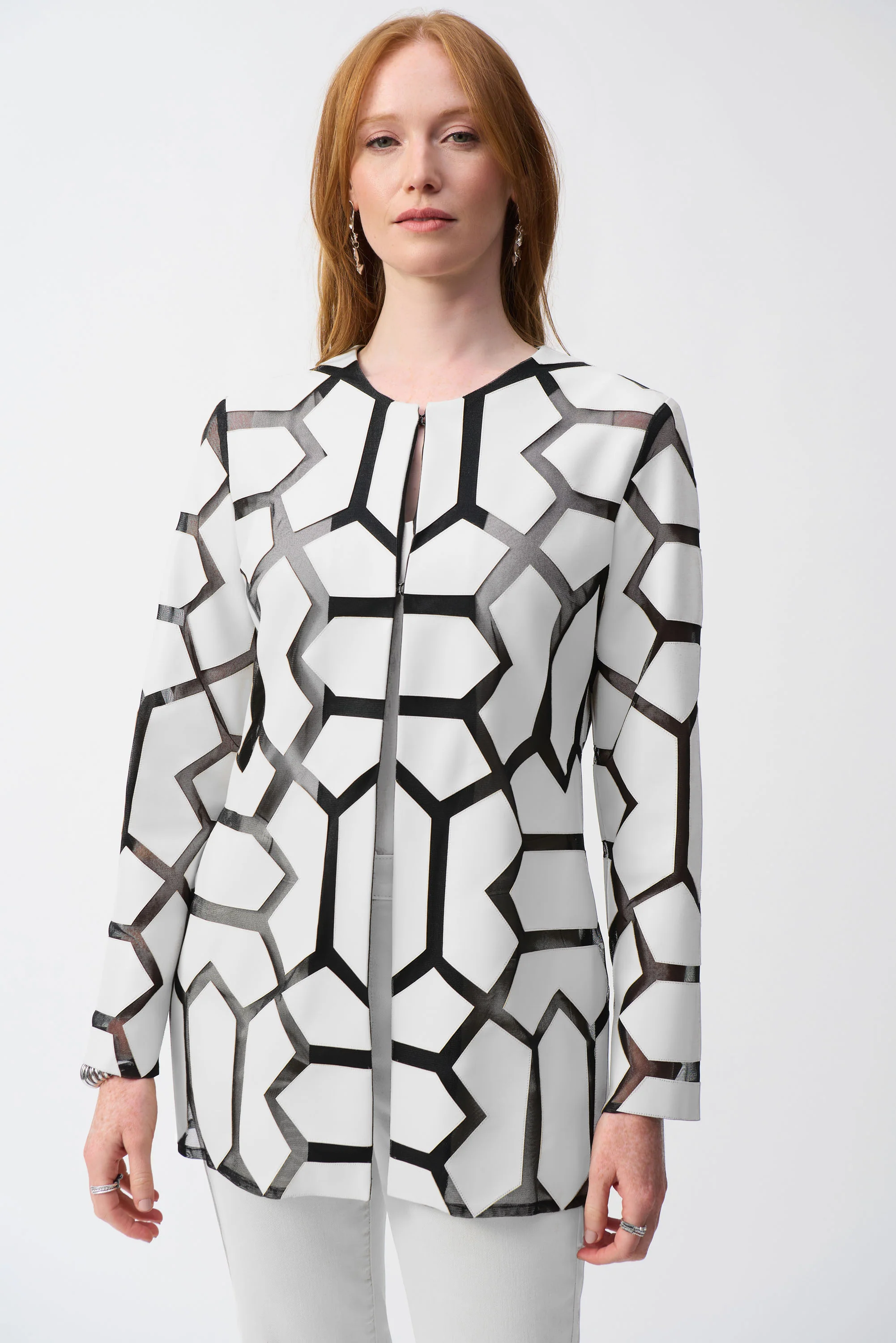 Joseph Ribkoff Laser-Cut Leatherette on Mesh Jacket Style 241905 - Image 13