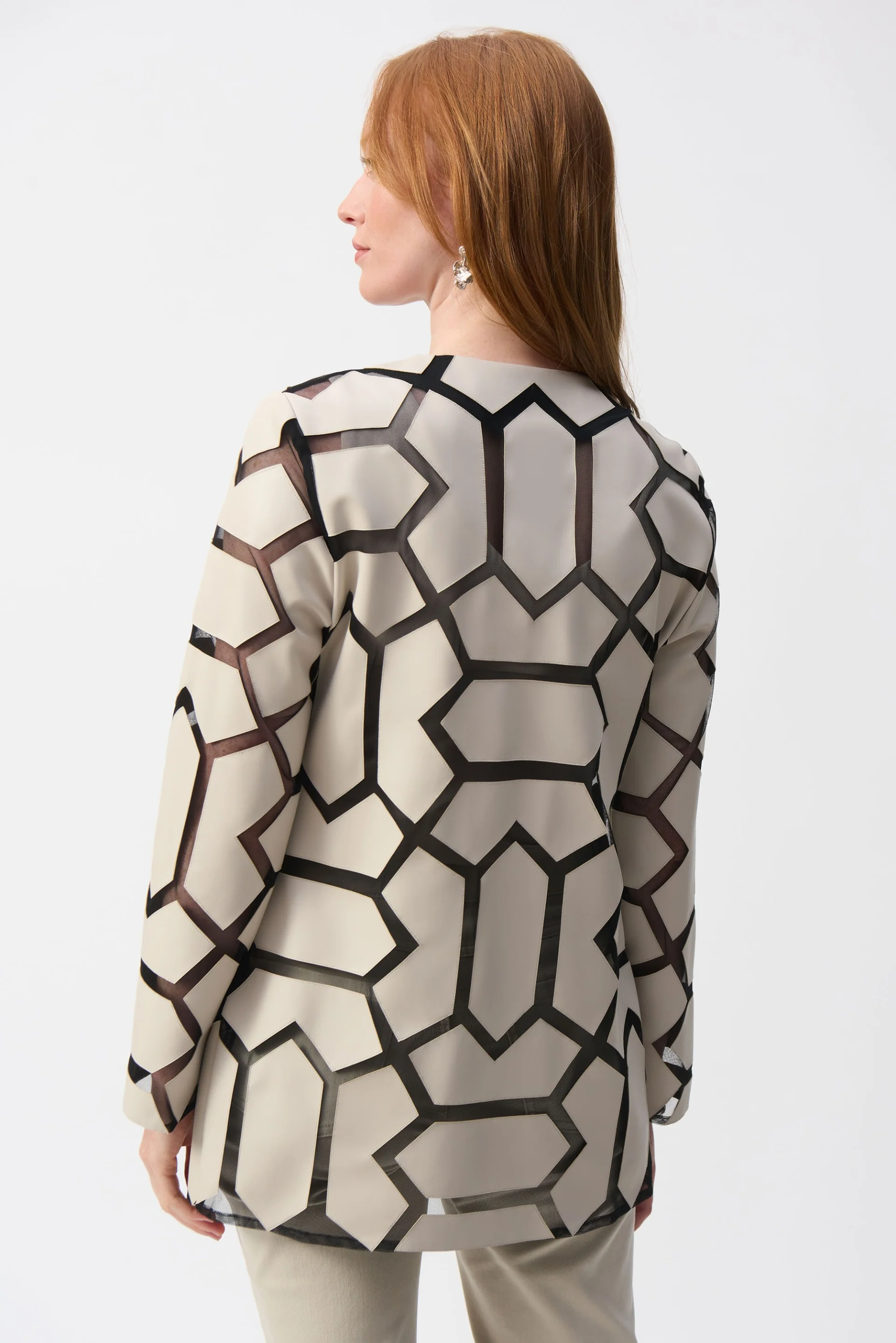 Joseph Ribkoff Laser-Cut Leatherette on Mesh Jacket Style 241905 - Image 2