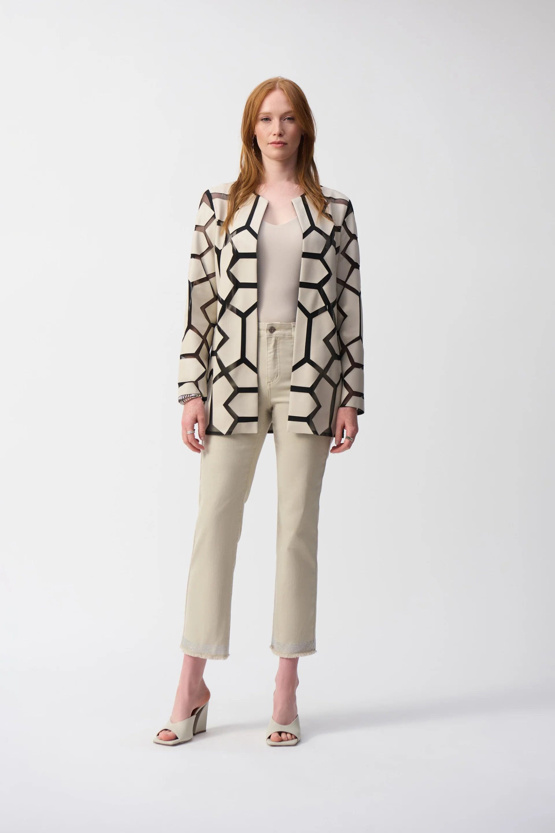 Joseph Ribkoff Laser-Cut Leatherette on Mesh Jacket Style 241905 - Image 4