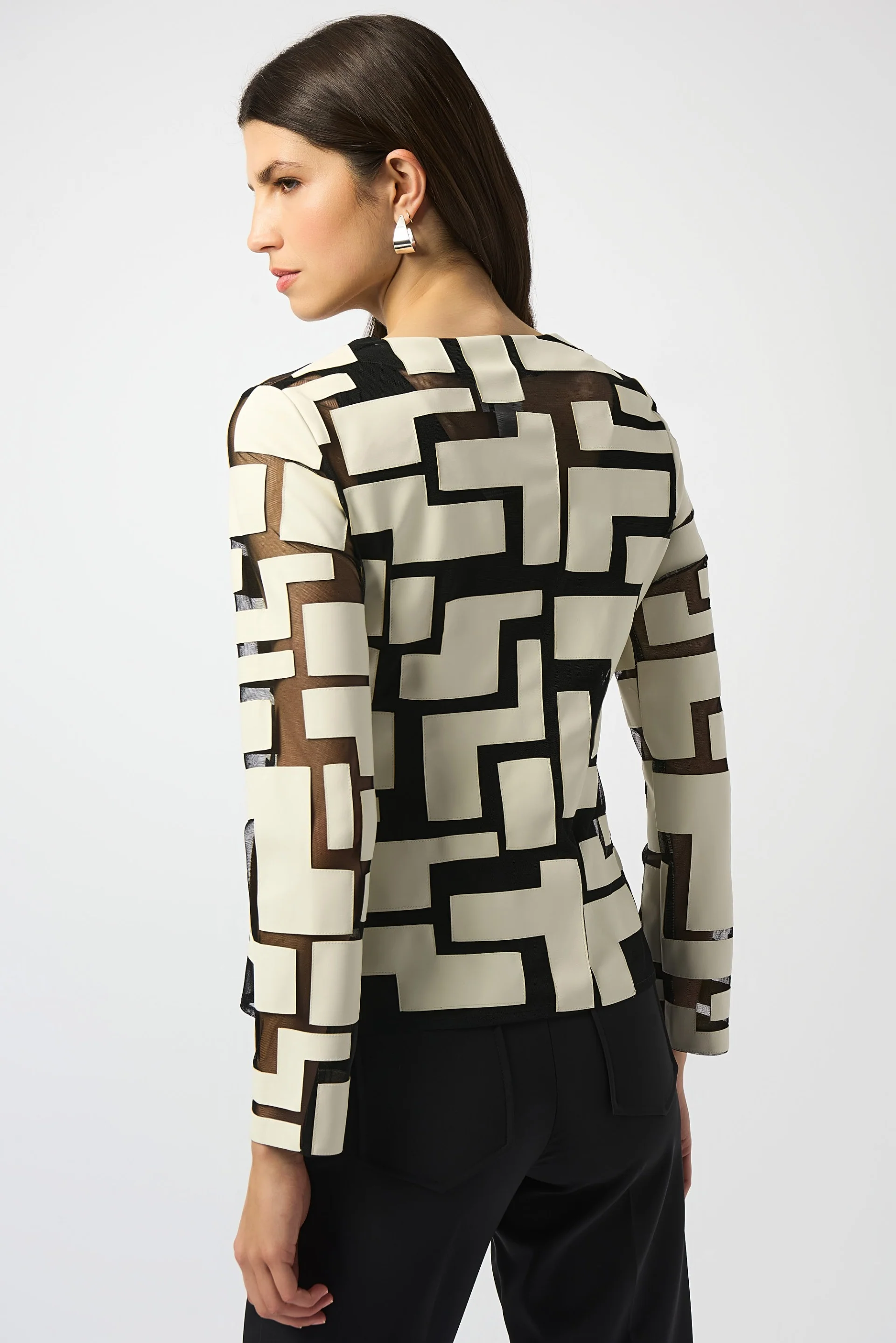 Joseph Ribkoff Mesh & Leatherette Fitted Jacket Style 251932 - Image 11