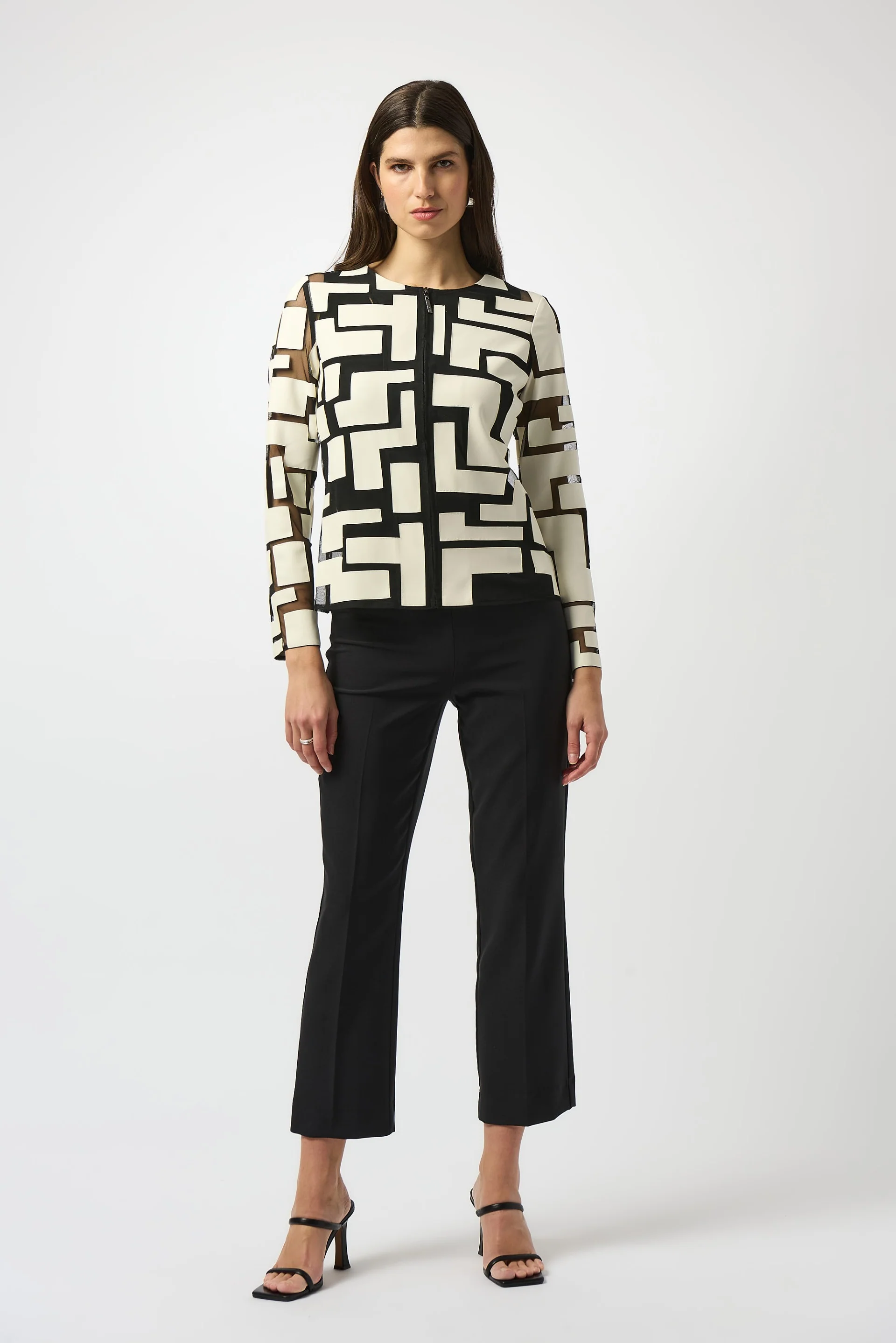 Joseph Ribkoff Mesh & Leatherette Fitted Jacket Style 251932 - Image 12
