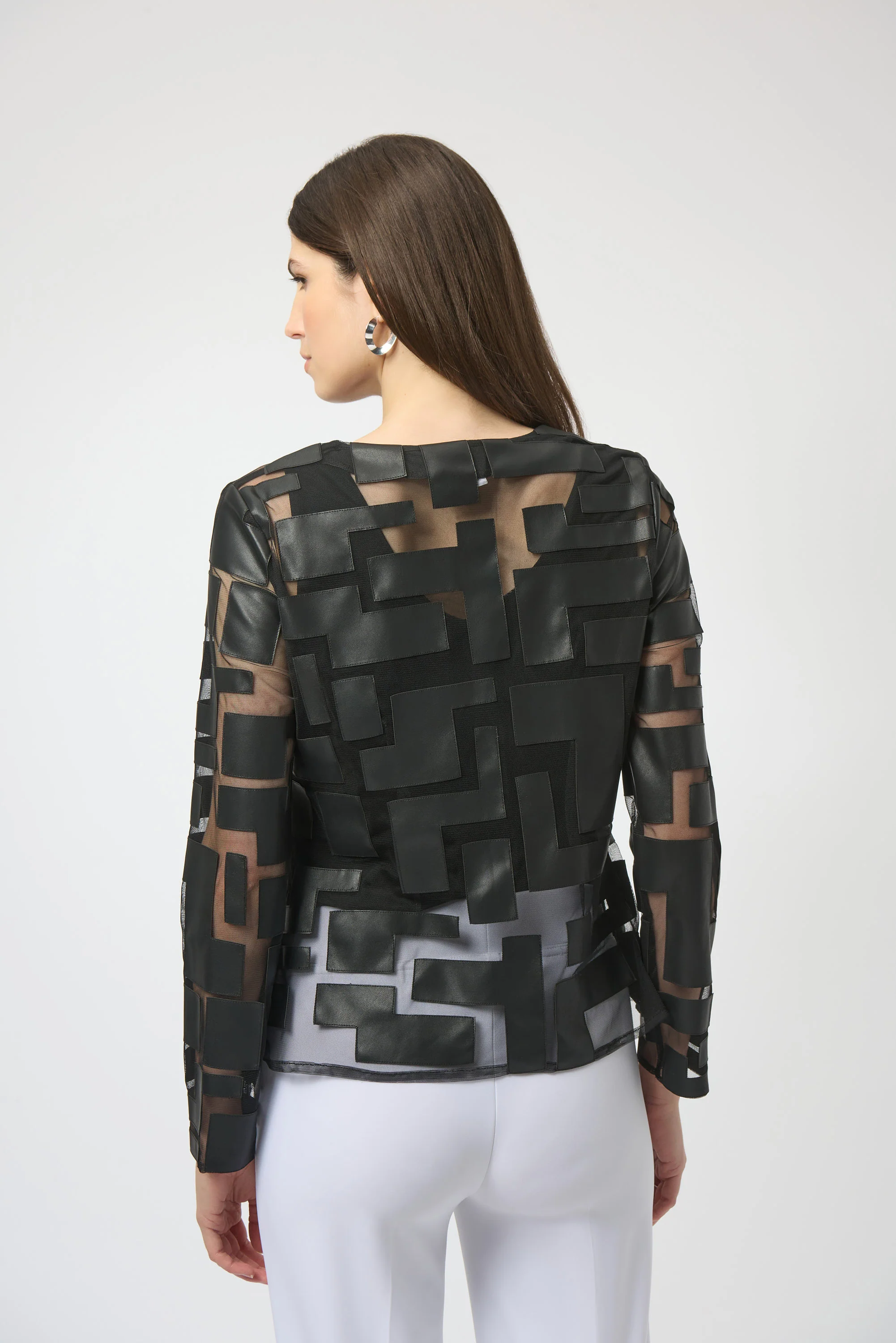 Joseph Ribkoff Mesh & Leatherette Fitted Jacket Style 251932 - Image 14