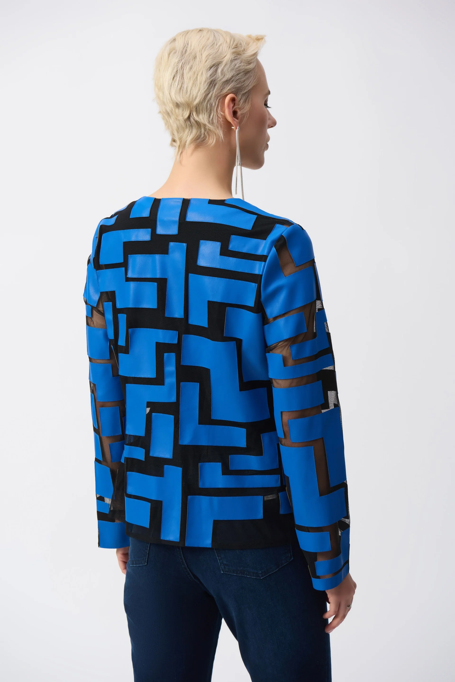 Joseph Ribkoff Mesh & Leatherette Fitted Jacket Style 251932 - Image 2